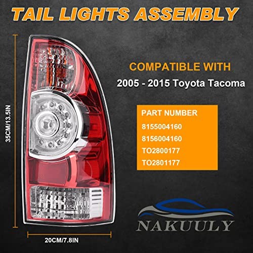 Tail Light Assembly Compatible With 2005-2015 Black Housing with Clear Lens