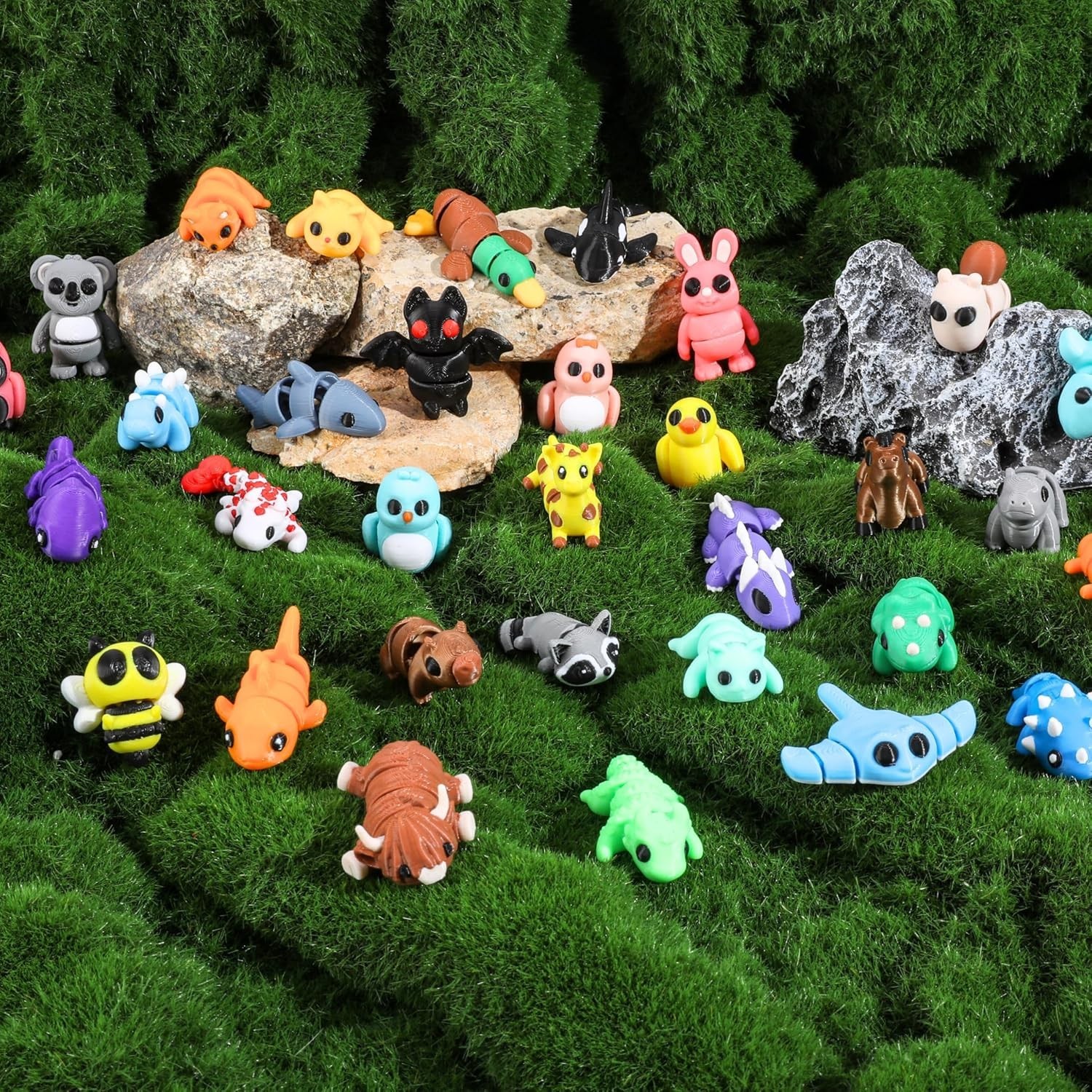 Articulated Mini Animals – 35 Pcs Fidget Toys for Imaginative Play & Rewards