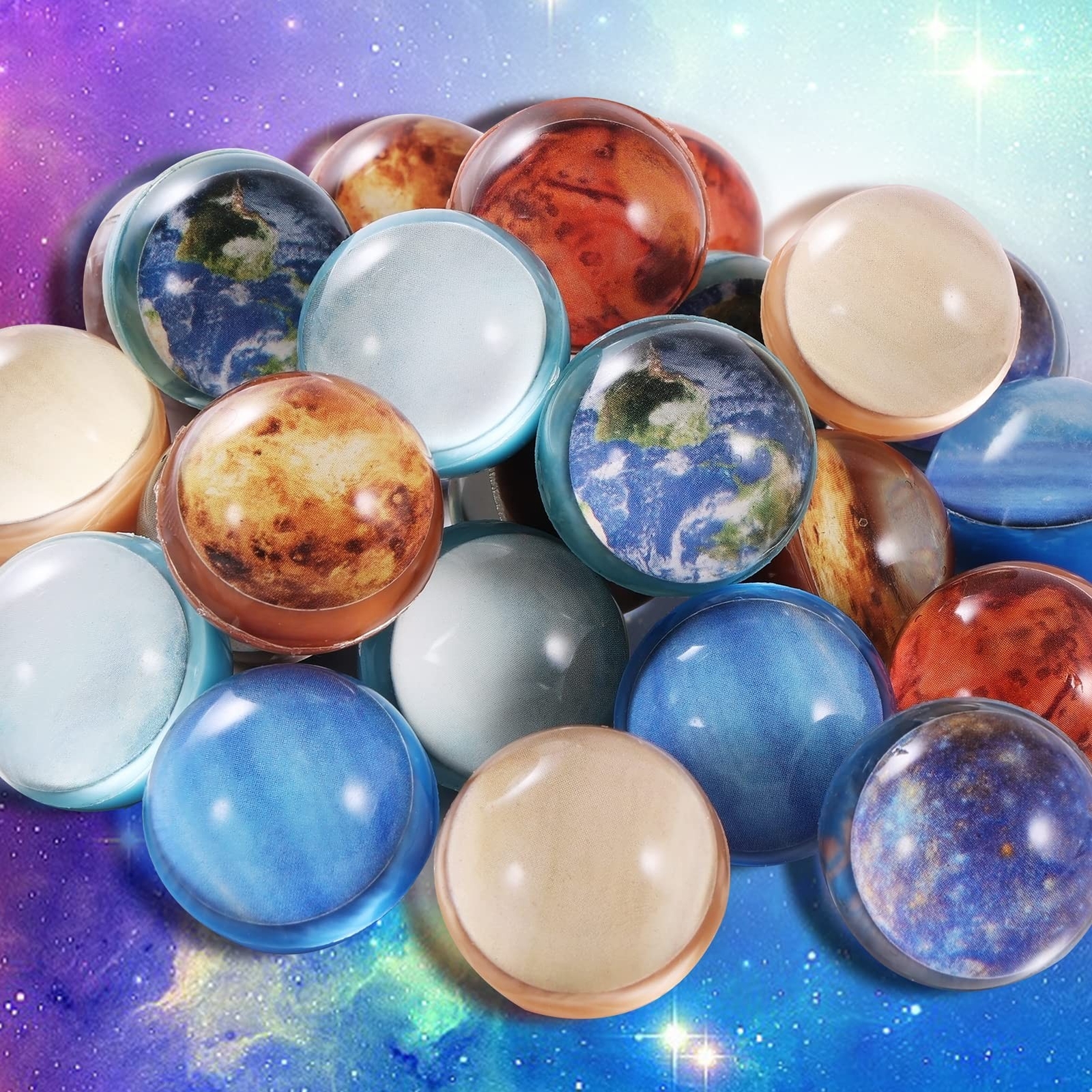 Pllieay 24PCS Space Solar System Eight Planets Themed Bouncy Balls for Kids P…
