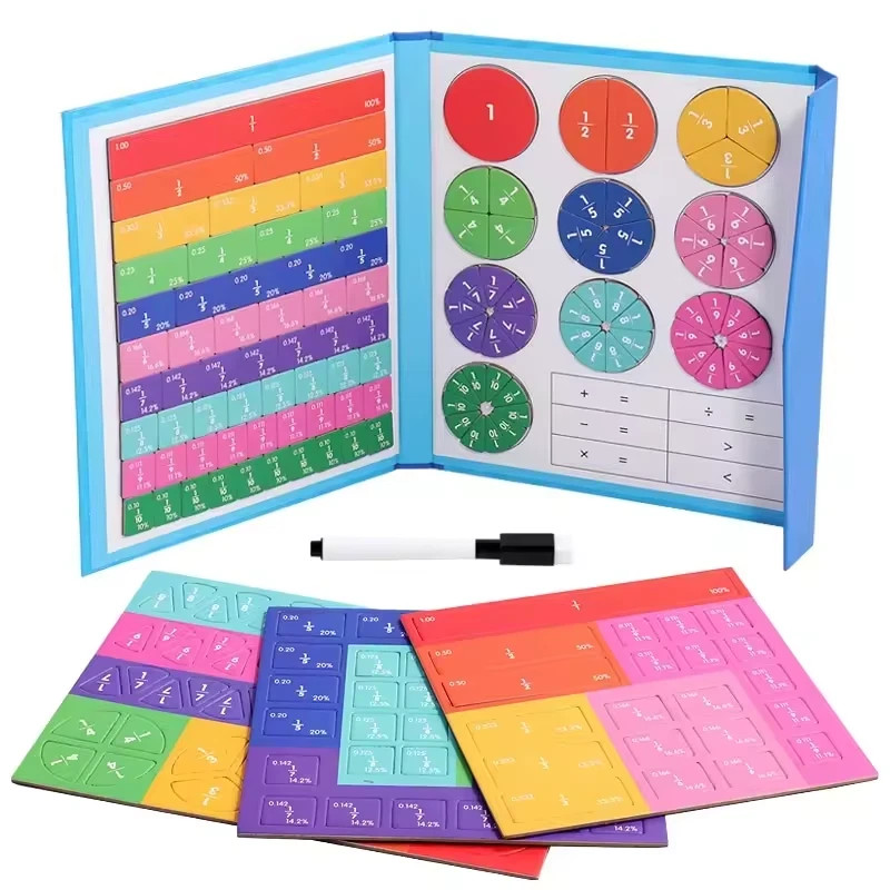 Magnetic Fraction Circles Puzzle Math Educational Montessori Learning Toy Set