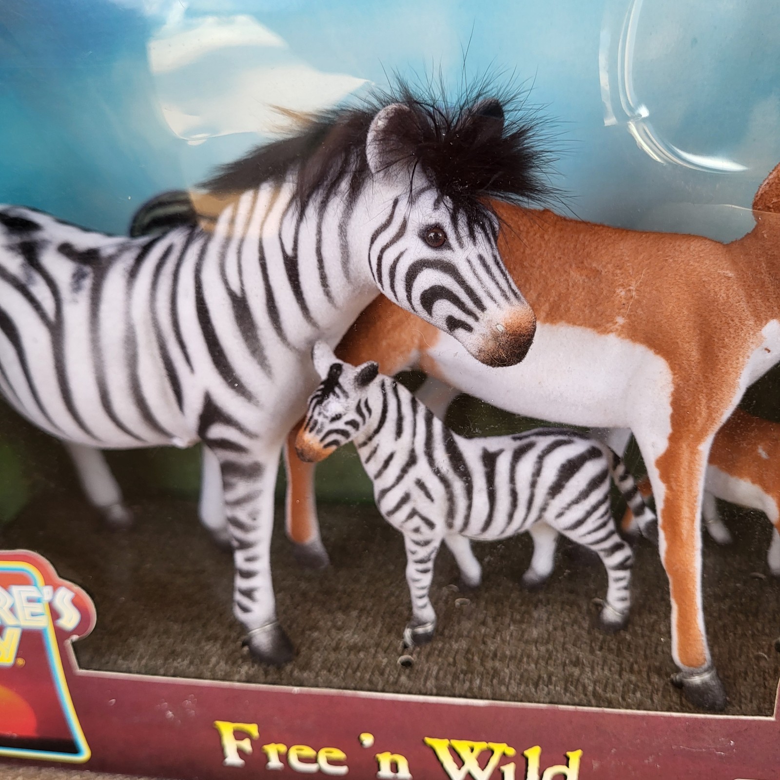 🦌NIB Totsy Nature’s Way Free ‘n Wild ZEBRA PRONGHORN Flocked Animal Figures VTG