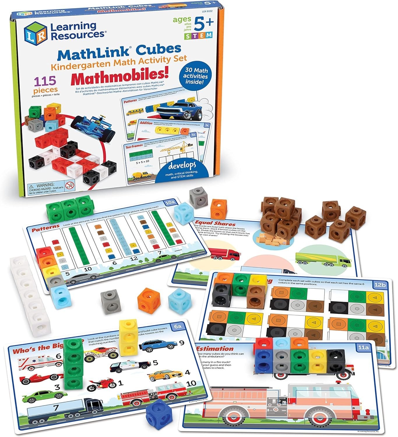 MathLink Cubes Kindergarten Activity Set with 100 Pieces and 15 Activity Cards