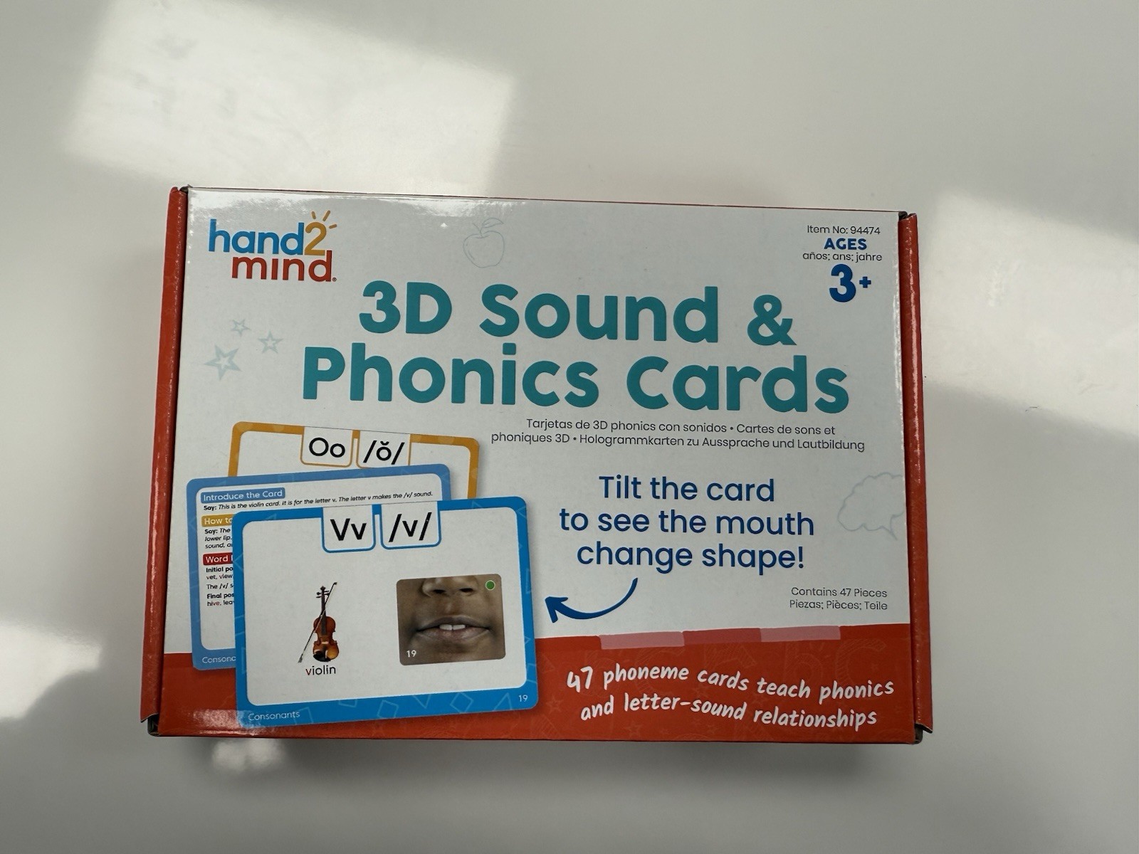 Hand2Mind 3D Sound & Phonics Cards Real, moving photographic images of tongue