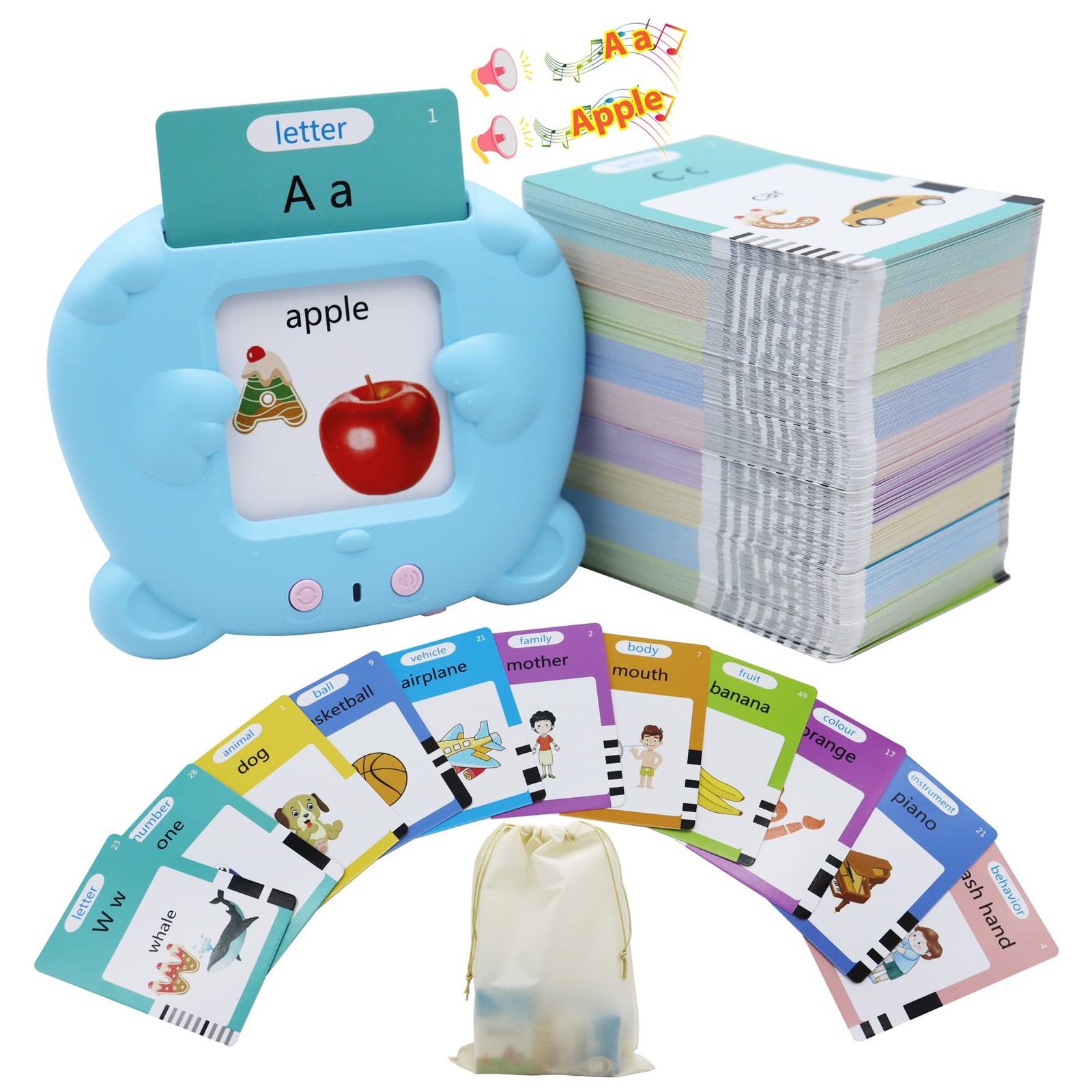 510 Words Alphabet Talking Flash Cards for 3-8 Years Toddlers, Educational Le…