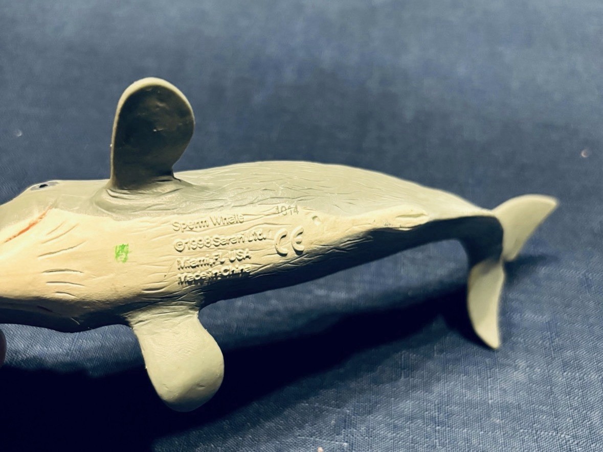 Safari Ltd Sperm Whale Plastic Figurine 1998 Miami FL USA Made in China toy