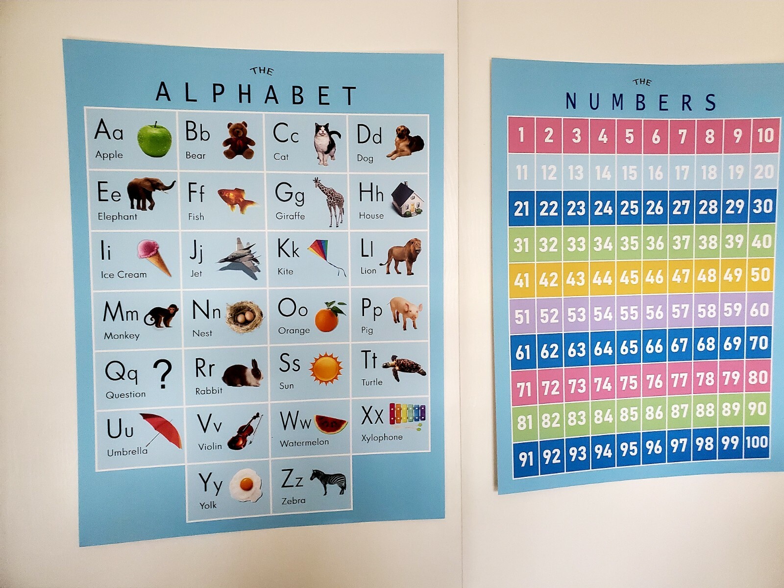 2 sets(4pc) Alphabet Number Educational Poster kids Preschoolers Kindergarteners