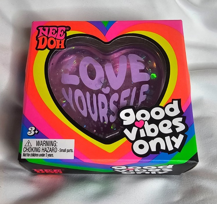 NeeDoh Good Vibes Only Heart Glitter Heart Nee Doh «Love Yourself» NEW