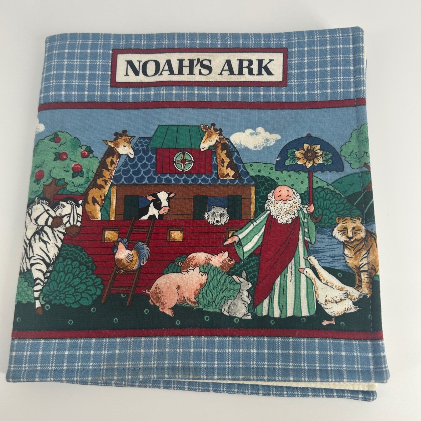 Vtg. Cranston Noah’s Ark Handmade Soft Book Cotton Fabric Quilt Bible Story