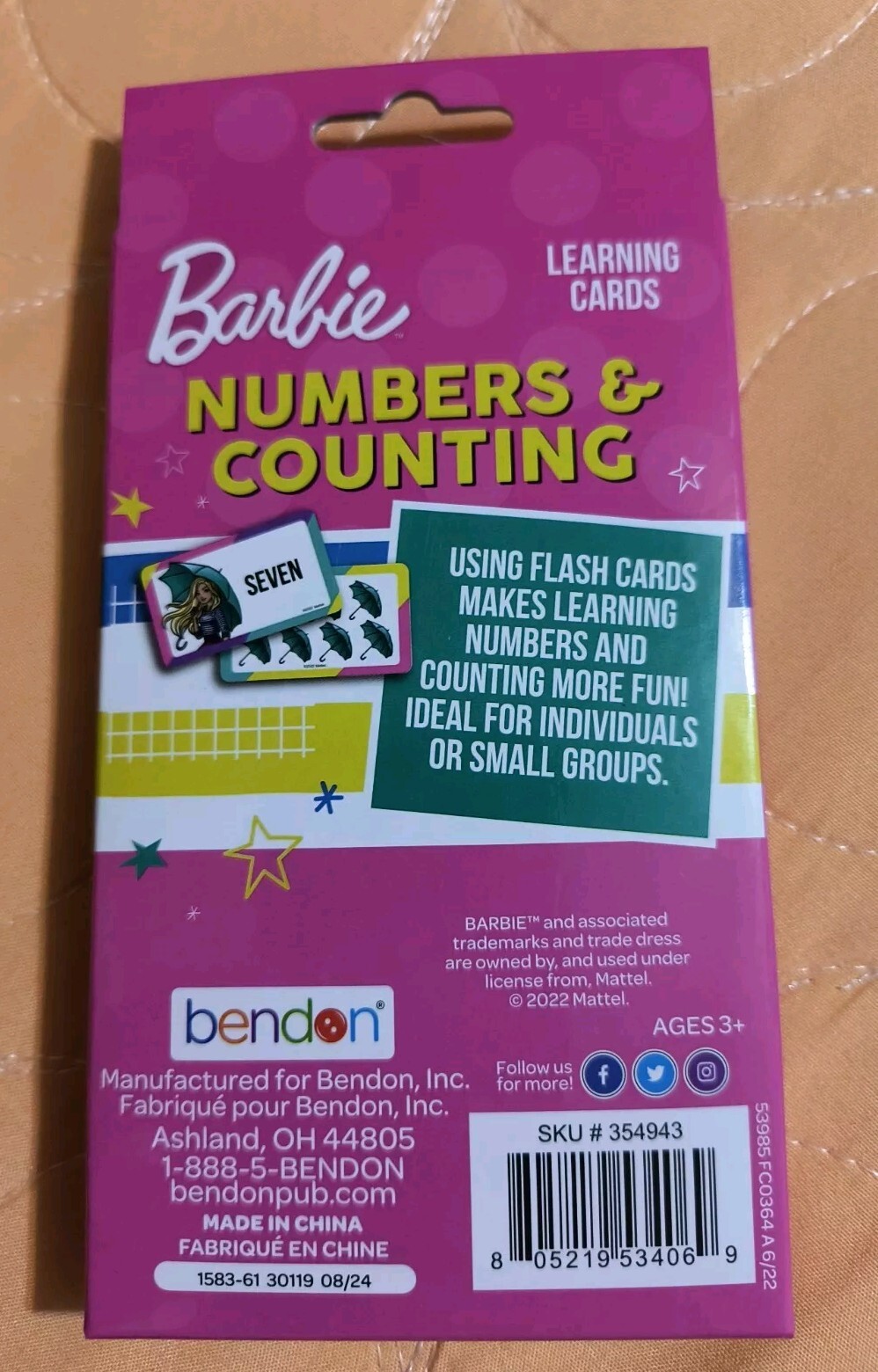 MATTEL Barbie & Friends Numbers & Counting Learning 36 Flash cards 🆕 Free ship!