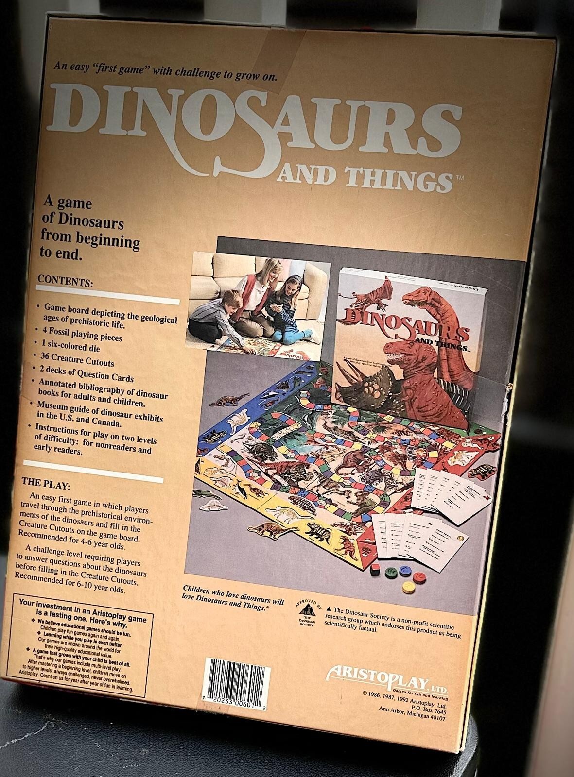 Dinosaurs and Things Learning/Adventure Game 1992 Aristoplay dinosaurio