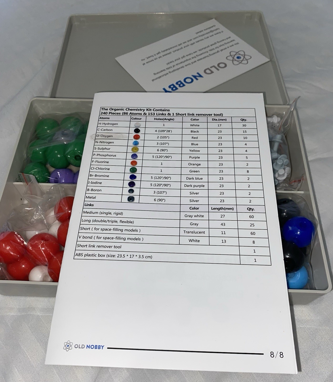 OLD NOBBY Molecular Kit Organic Chemistry Model Set w/ Atom Balls & Connectors