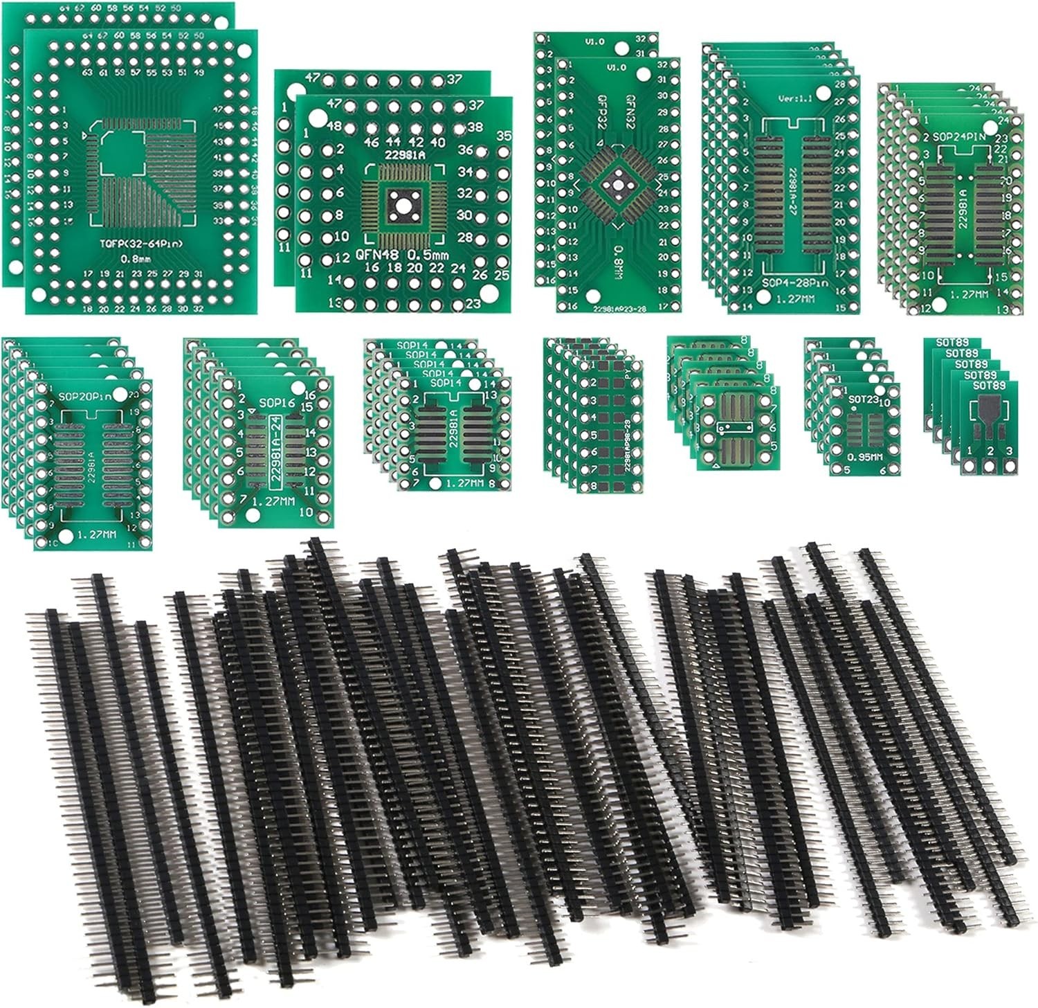 51PCS 12 Types SMD to DIP Adapter PCB Proto Board Plate Converter SOP SOT 040…