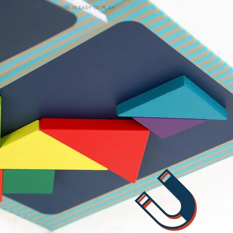 Magnetic Fraction Demonstration Book with Magnetic Tangram Puzzle Book Set Toys
