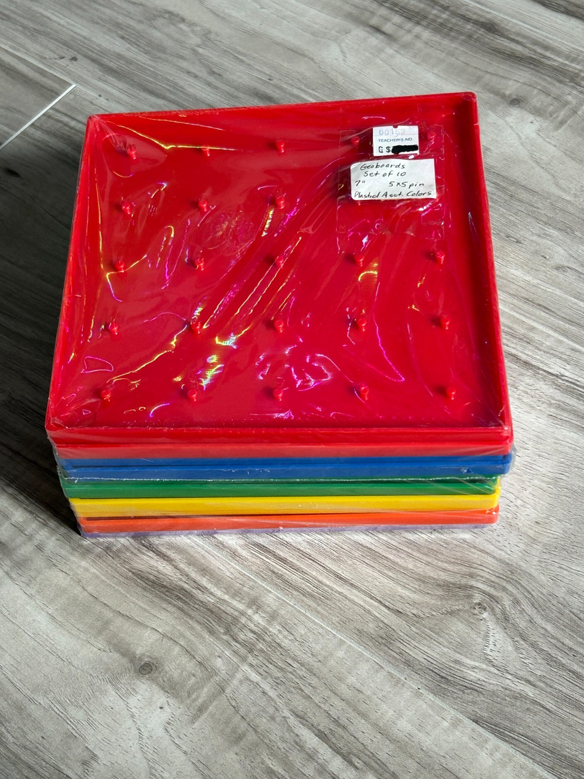 Learning Resources Plastic Geoboards – Set of 10 Rainbow Colors Brand New