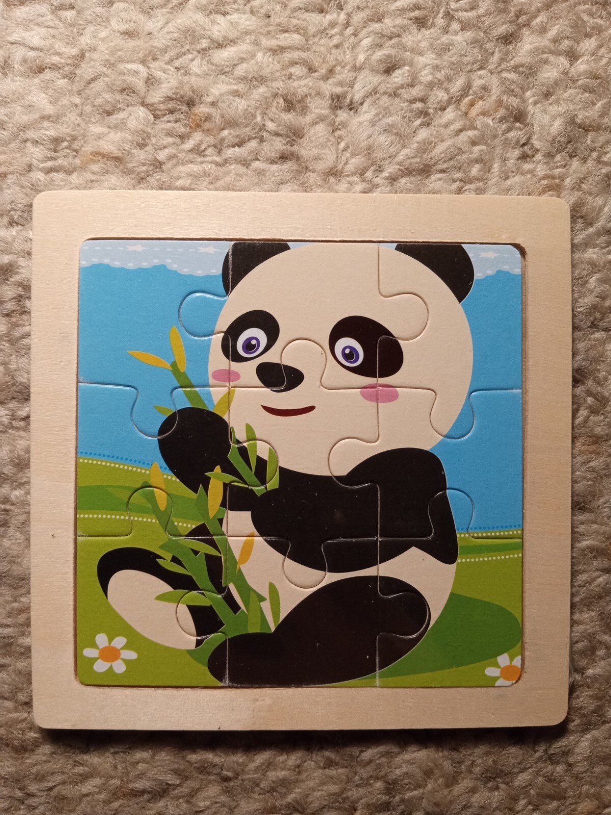 New! Wood Jigsaw Puzzle 9 Piece 11x11cm Kids Educational