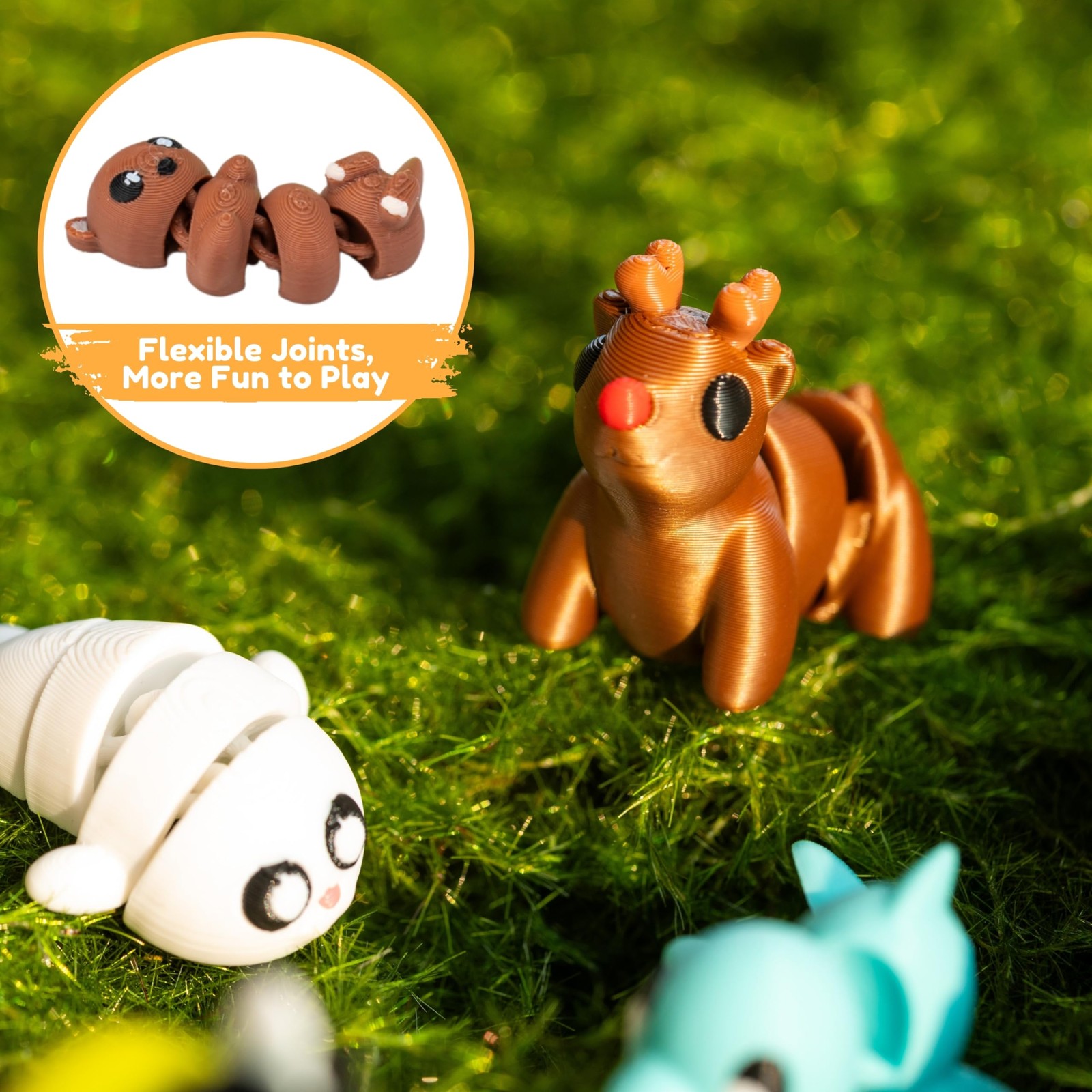 50 Pcs Mini 3D Printed Animal Figurines, Flexible Articulated Fidget Toys, Cute