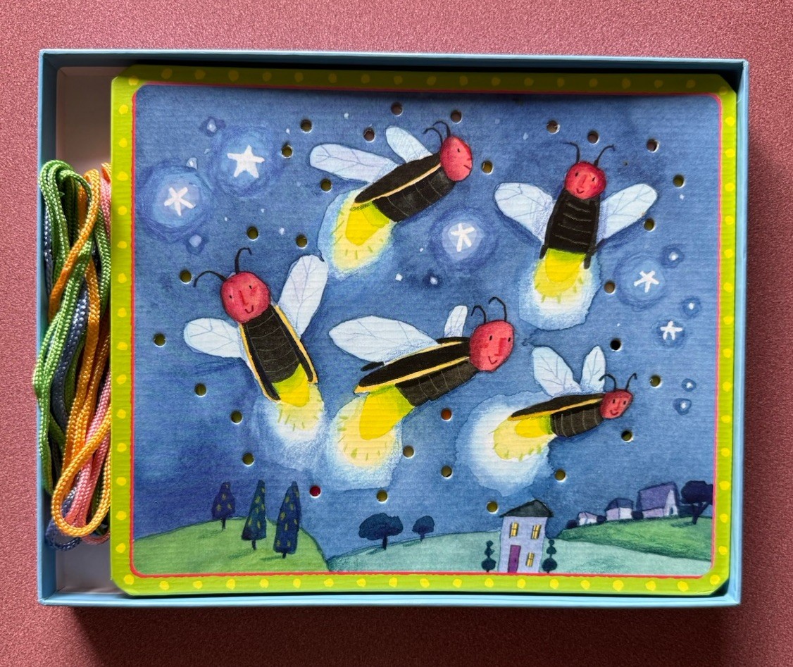 EeBoo Lacing Cards Set Of 5 “More Friendly Bugs” Ages 5 & Up, 4 Colored Laces