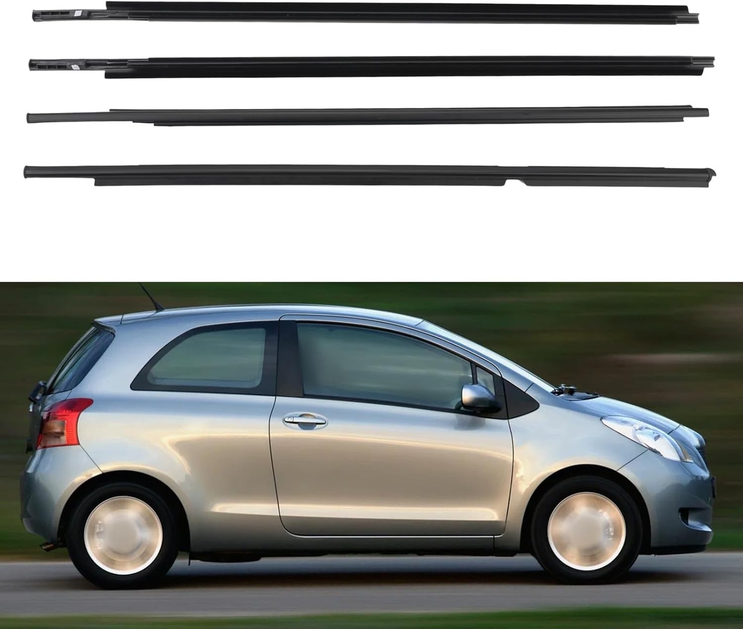 JDMON 4PC Door Window Moulding Weatherstrip Compatible with Toyota Yaris