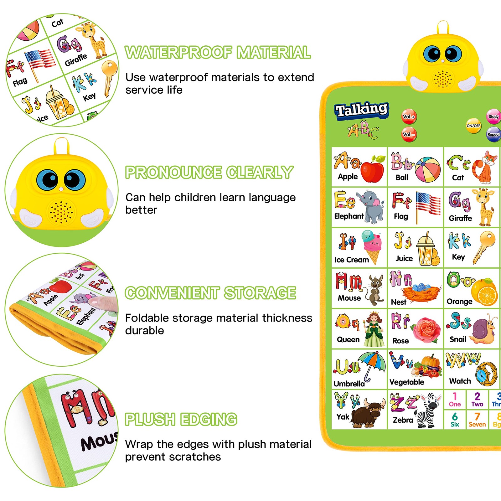 Electronic Alphabet 16 inches (W) x 24 (L) x 0.04 (H), Green