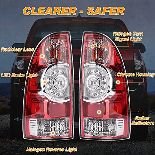 Tail Light Assembly Compatible With 2005-2015 Black Housing with Clear Lens