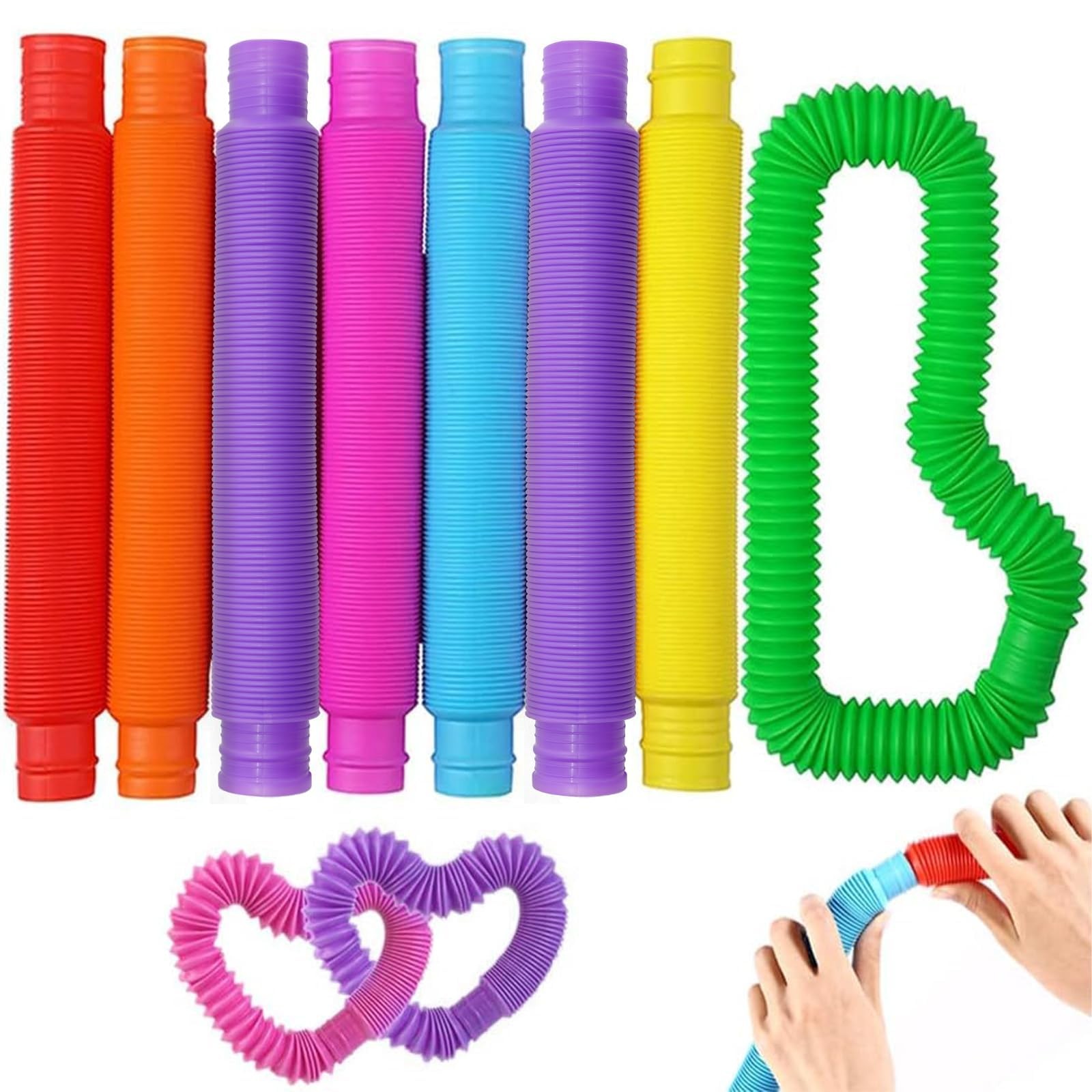 Vanblue Large 8 Pcs Pop Tubes Sensory Fidget Summer Large, Multicolor