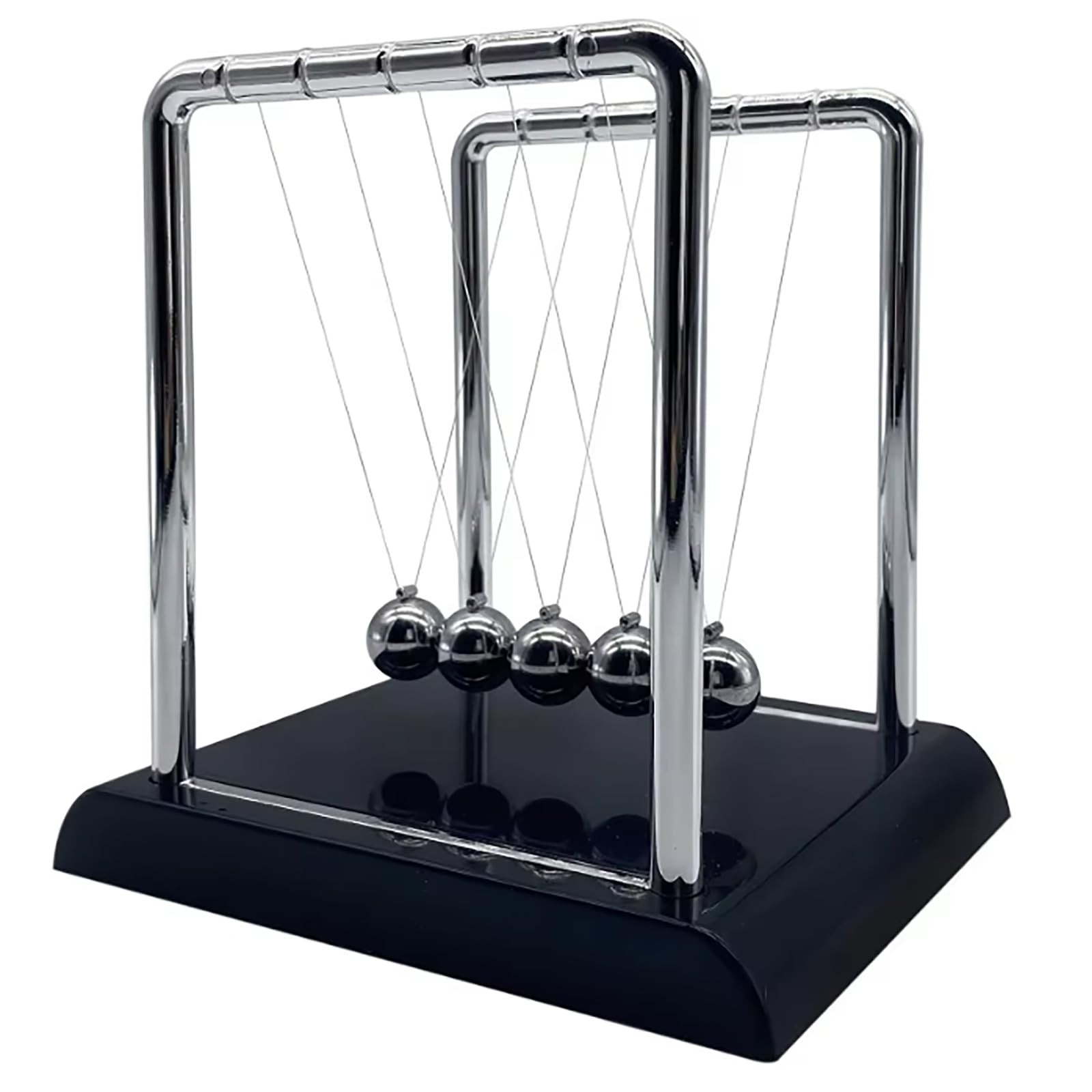 Newtons Cradle Balance Balls Large Black Desk Sculpture and Physics Toy Decor