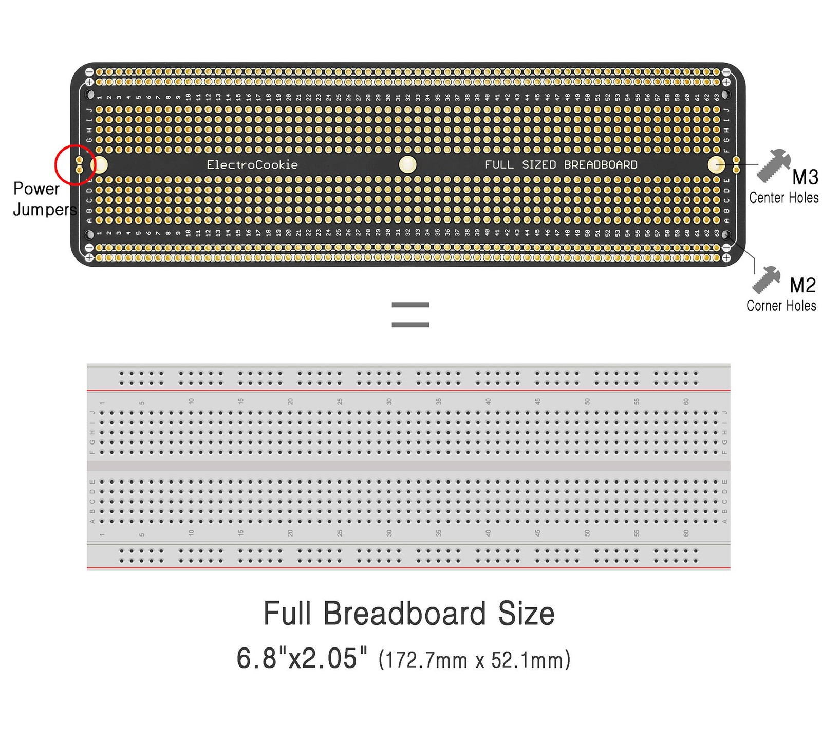 ElectroCookie PCB Prototype Board Large Solderable Breadboard 2.Matte Black