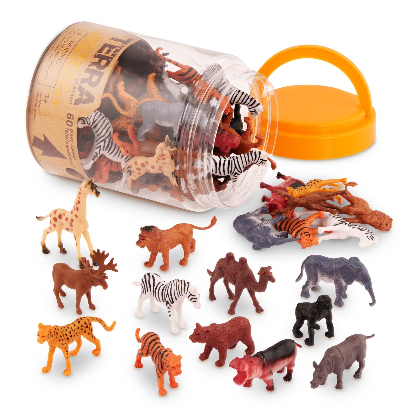 – 60 Pieces Wild Creatures Tube – Realistic Mini Animal Figurines – Lion, Hip…