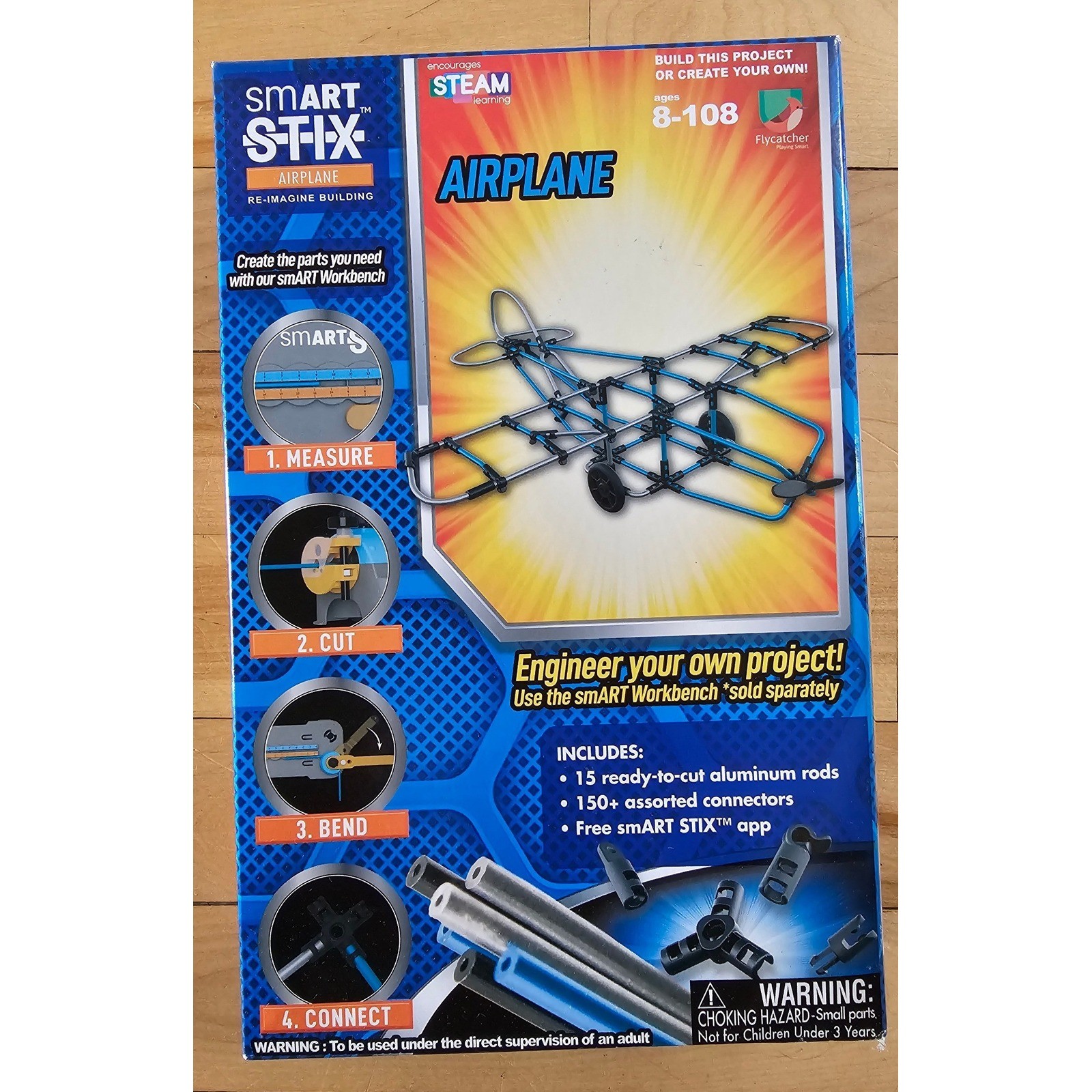Flycatcher smART STIX Airplane STEAM Building Kit Aluminum Rods Connectors 8+