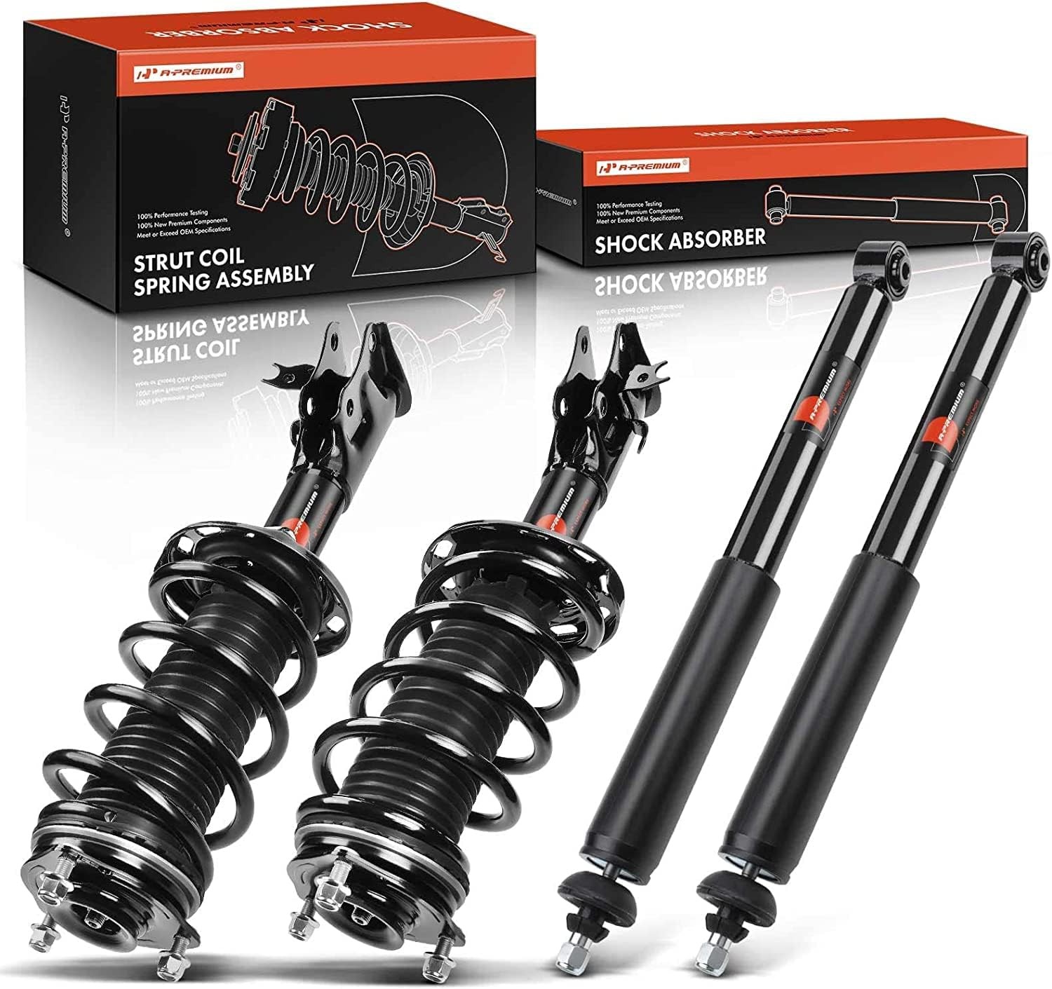 Set (4) Front and Rear Complete Shock Absorber Strut & Coil Spring Assembly Comp