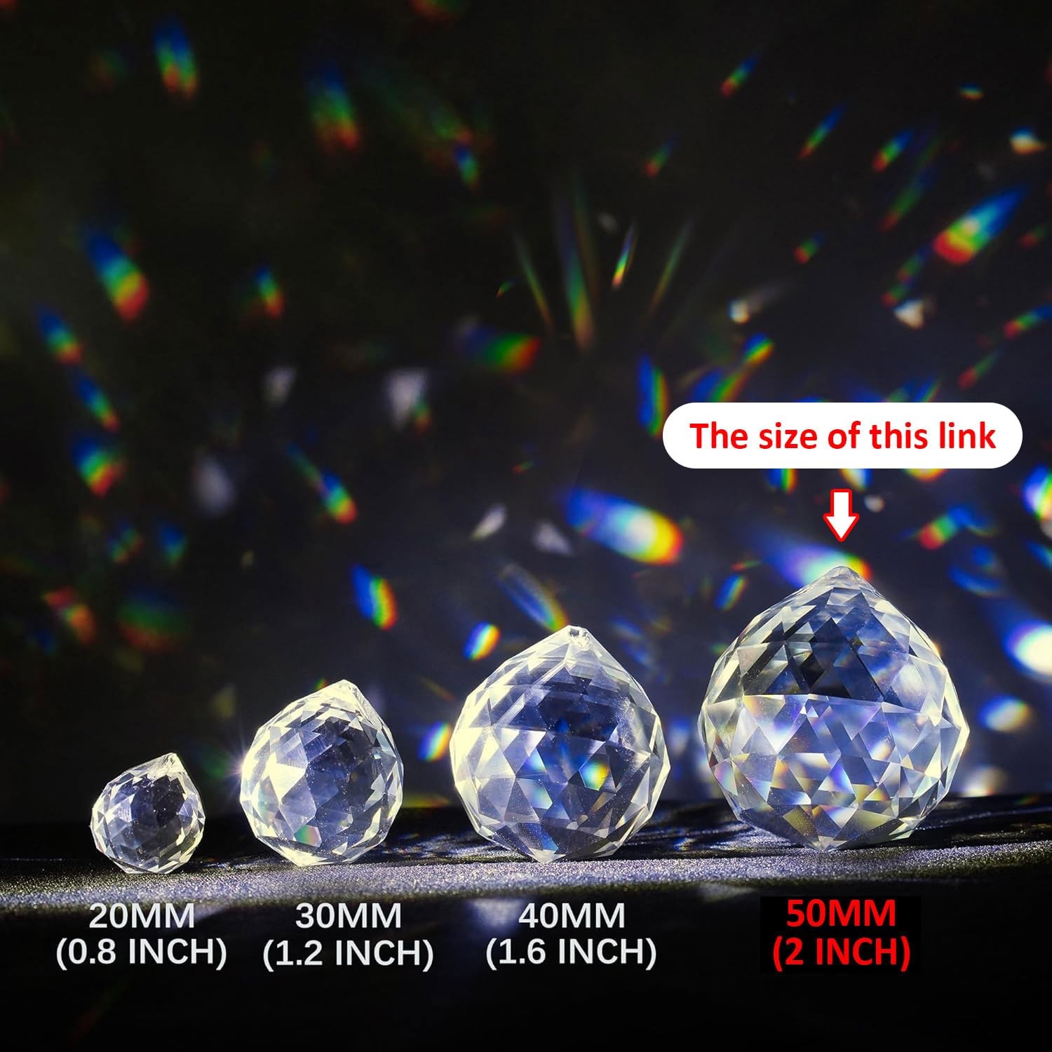 50Mm Clear Crystal Ball Prisms Pendant Suncatcher Hanging Drop Chandelier Part