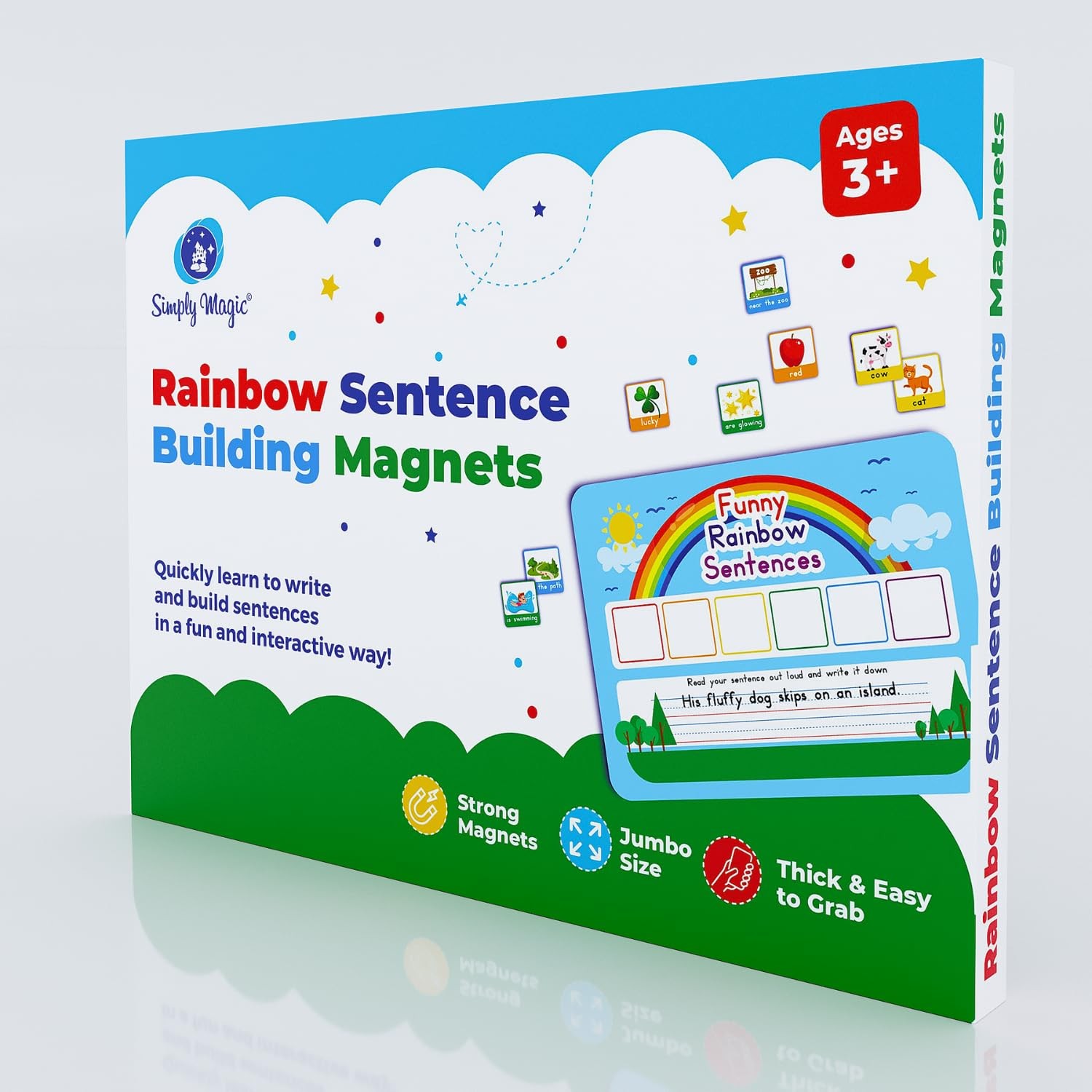 110-Piece Sentence Building Kit for Kids, Speech & Spell Games, Word Magnets