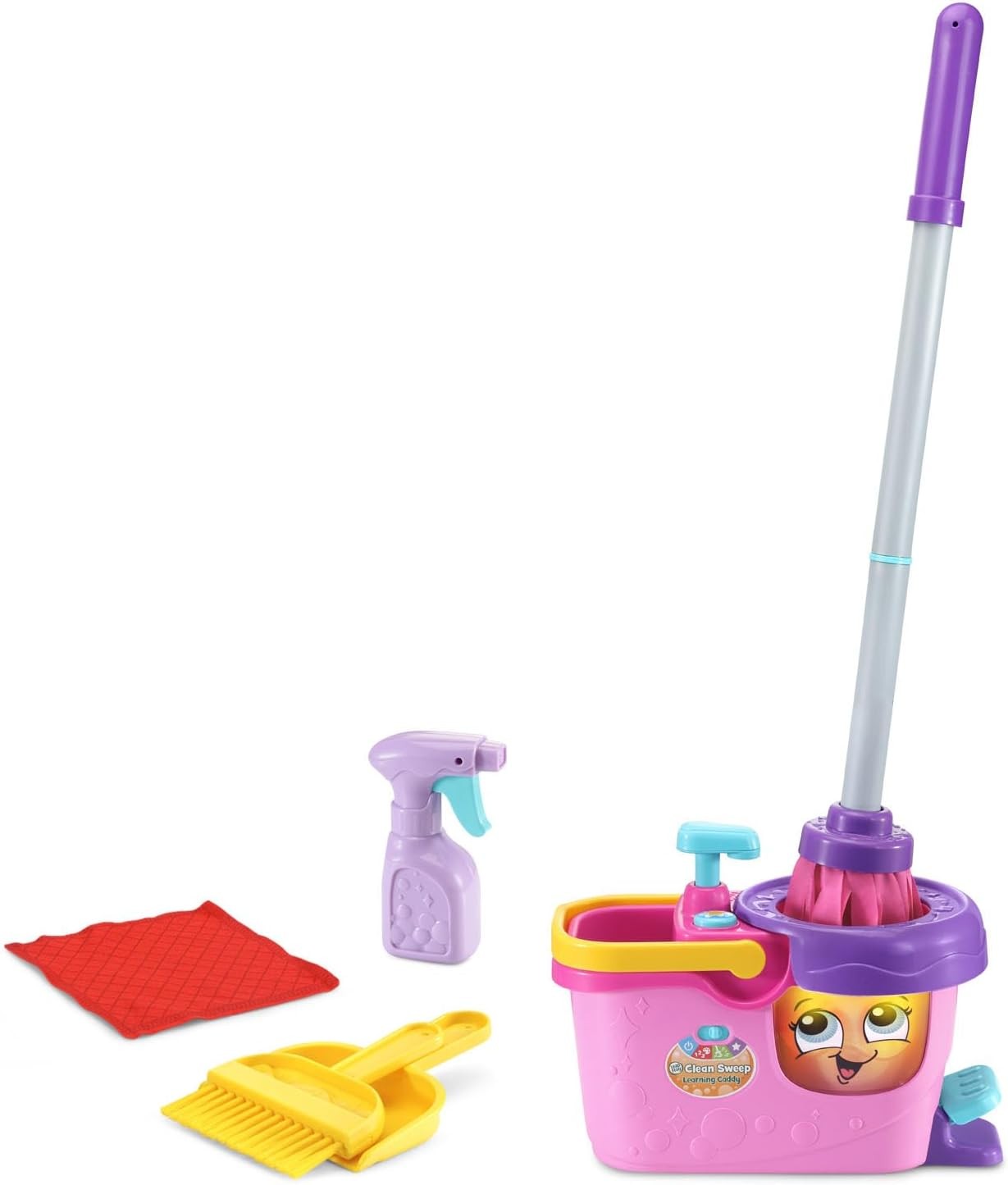 Clean Sweep Learning Caddy, Kids Mop & Broom Cleaning Toy Set for Ages 3-5, Pink
