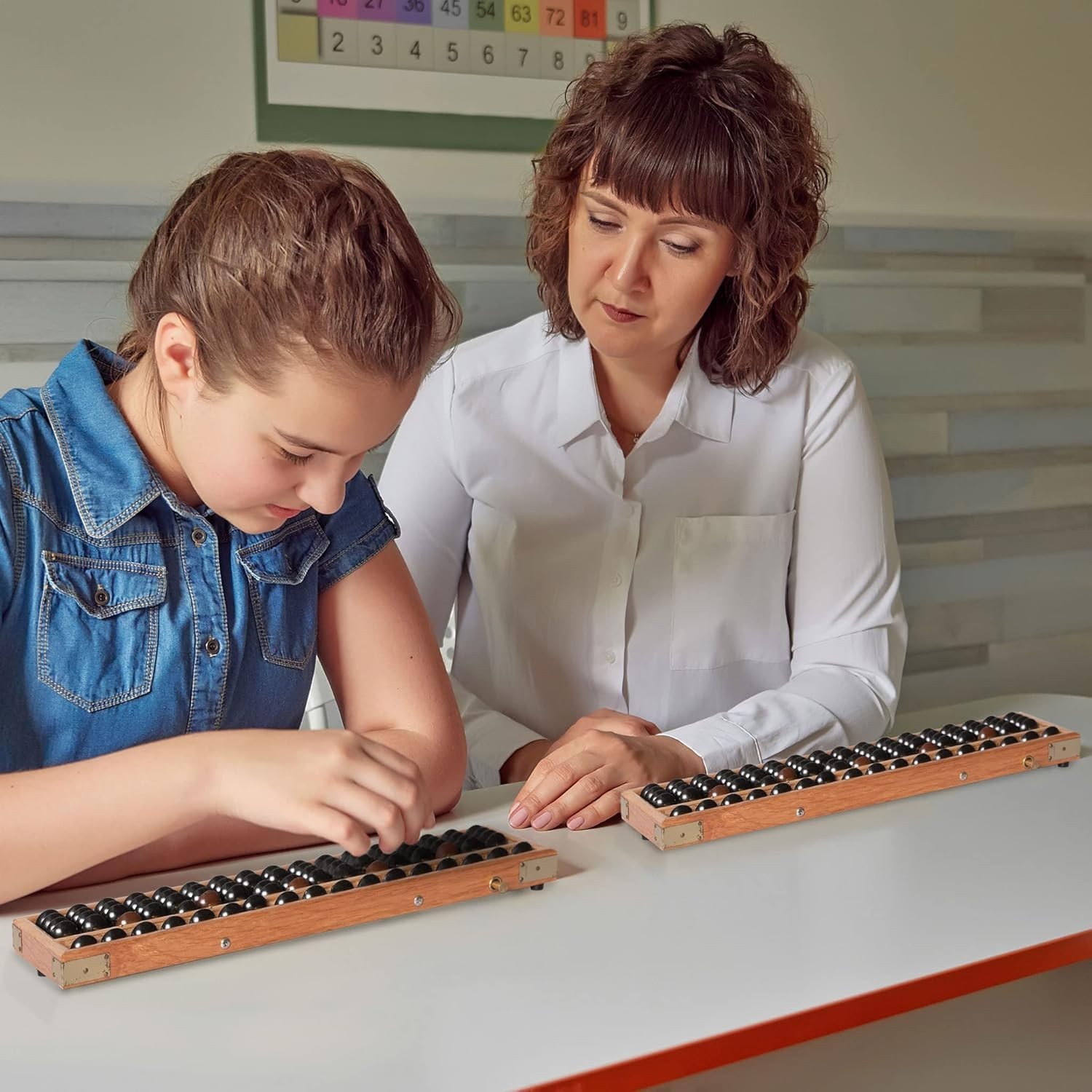 Classic 13.9 Inch Wooden Abacus – Ideal Montessori Tool for Foundational Math