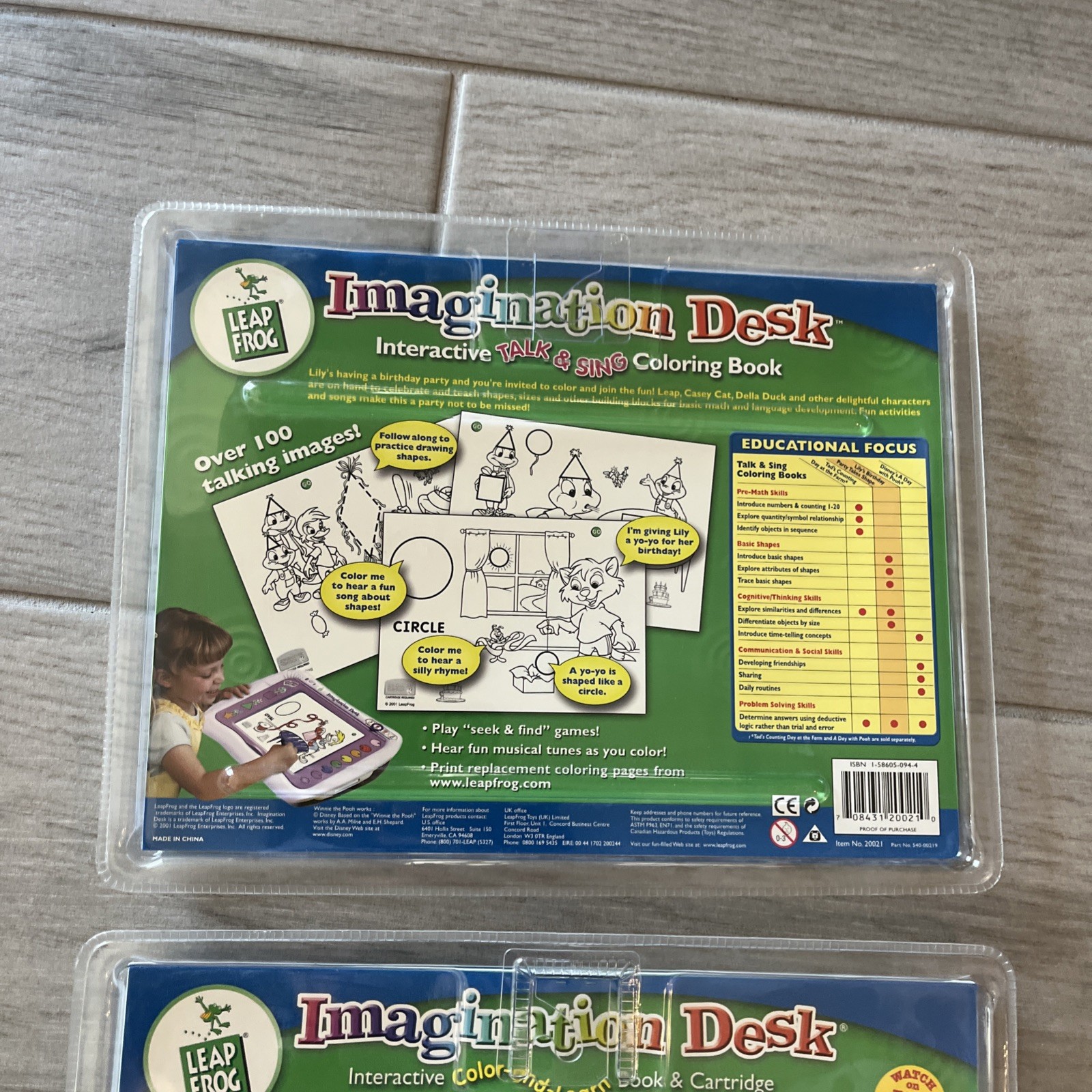 Leap Frog Set Of 3 Imagination Desk Book & Cartridges Disneys Pooh Clifford Lily