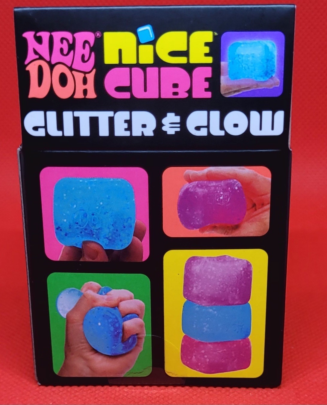 NeeDoh Nice Cube Glitter & Glow Super Solid Squish – Blue Schylling New!