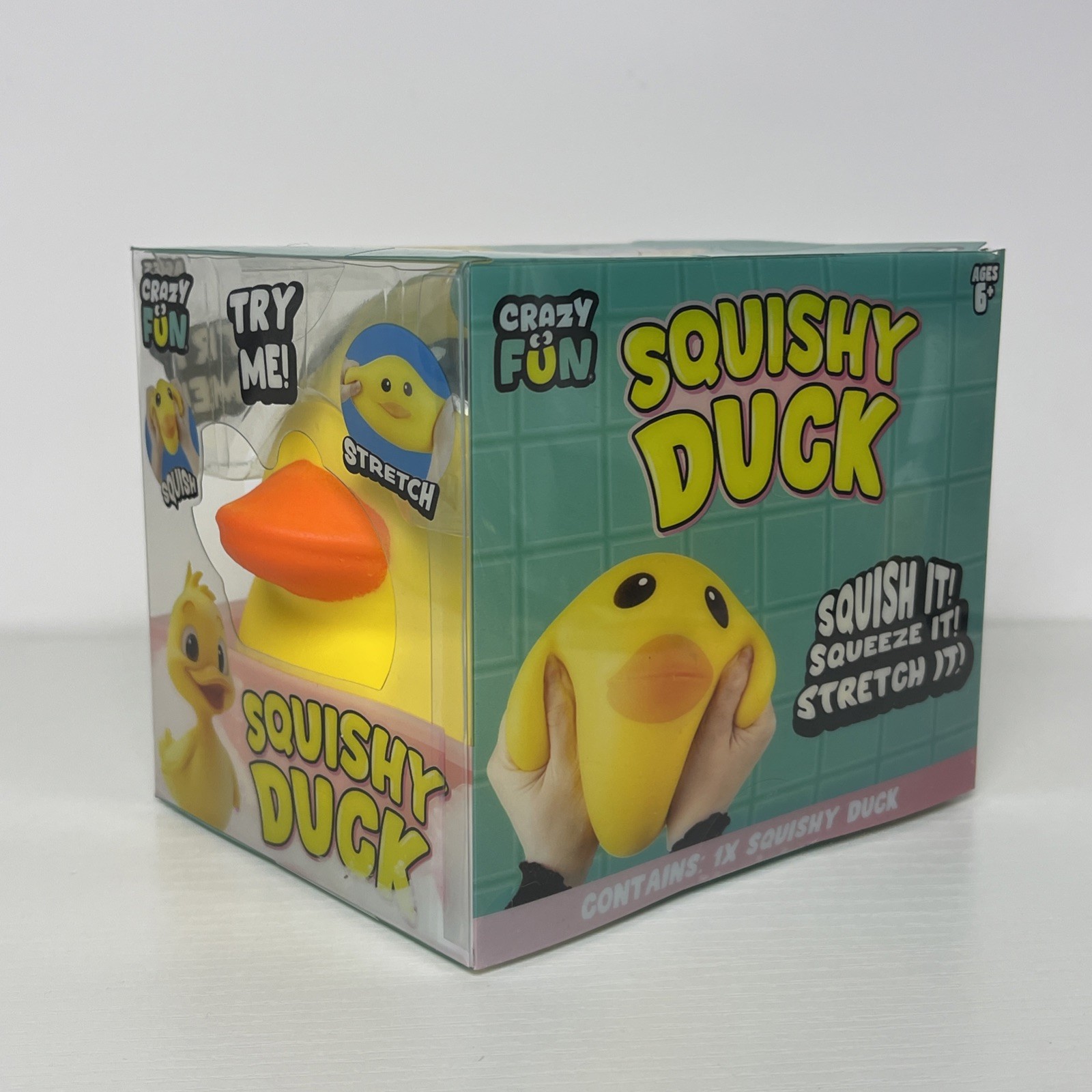 Crazy Fun Squishy Duck Tactile Squeeze Toy Yellow Orange Age 6+ Year NEW