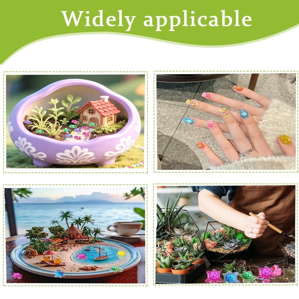250Pcs Mini Resin Animals Turtles,Tiny Figures Turtle Bulk, Luminous Mini Animal