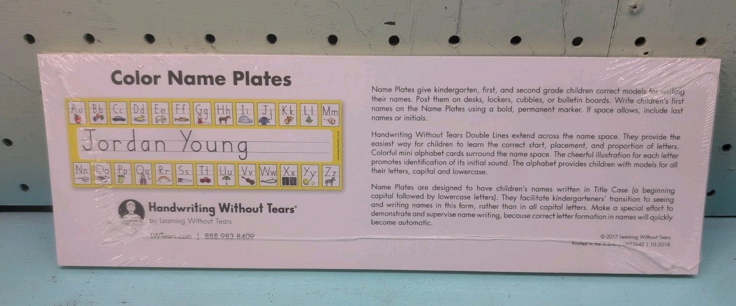 Handwriting Without Tears Color Name Plates 1 Package of 30 – New Sealed