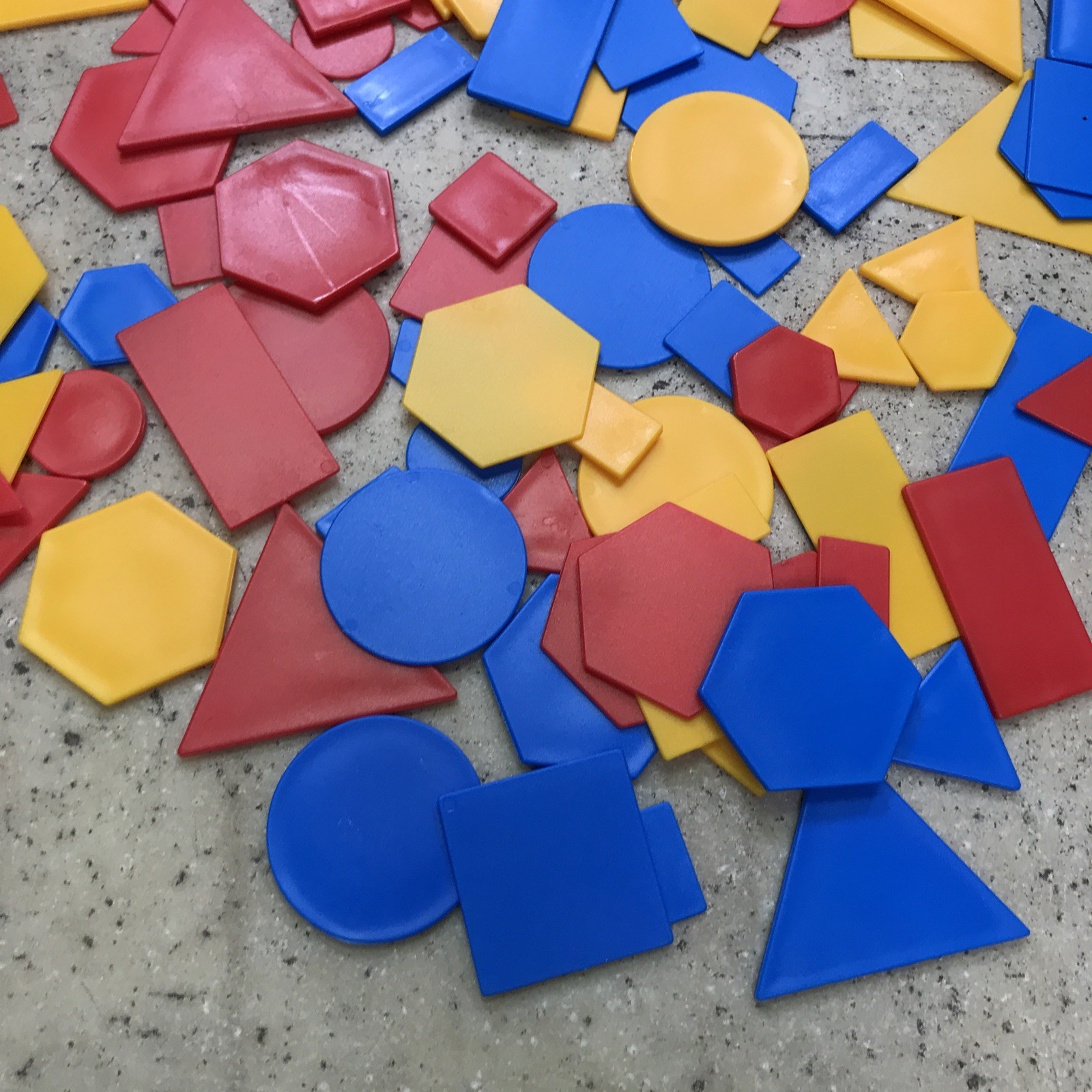 Assortment Of Colorful Tangram Pieces Made Of Plastic Kindergarten Daycare Use