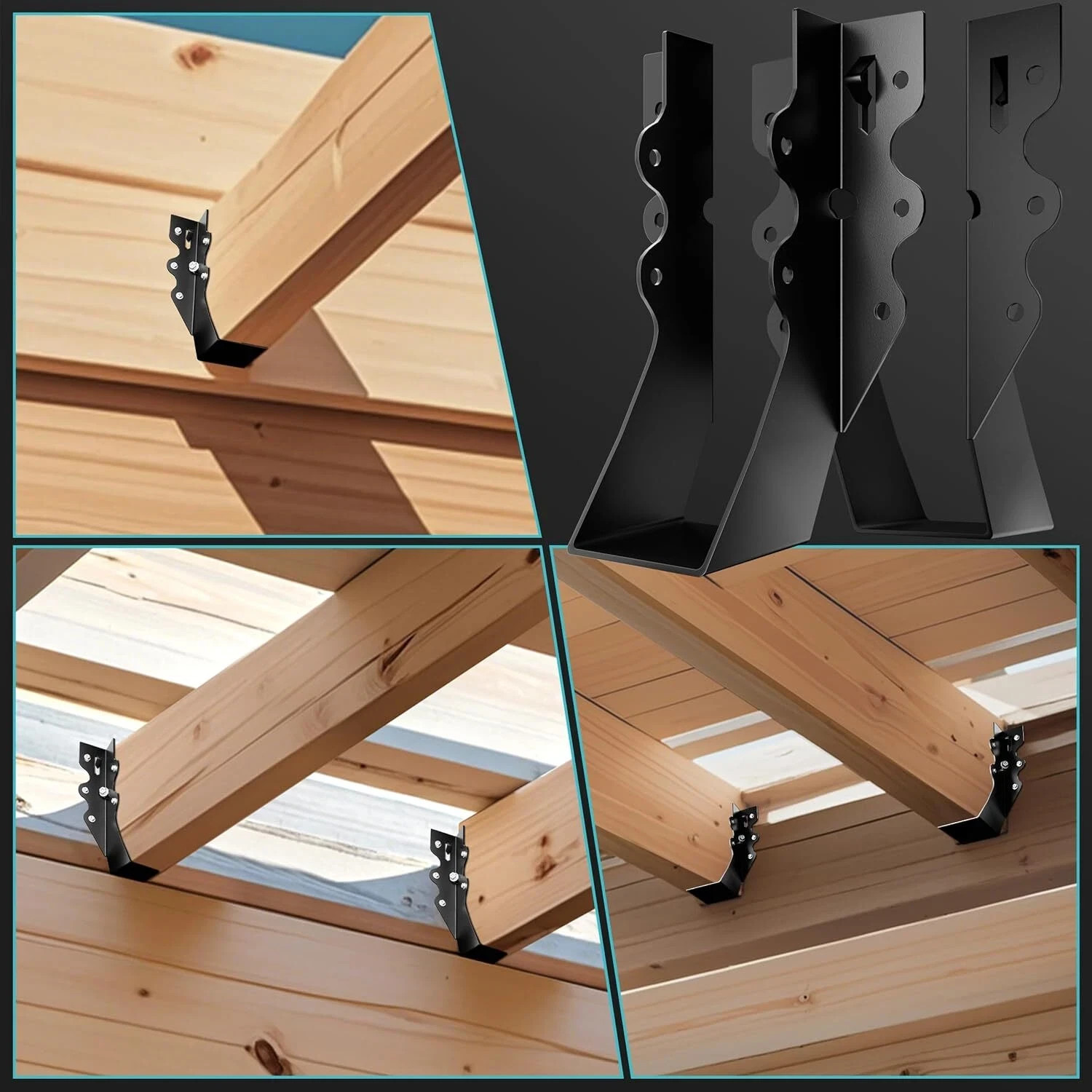25 Pcs Black 2×6 Joist Hangers for Wood, Rafter Brackets, face Mount 2×6 Joist