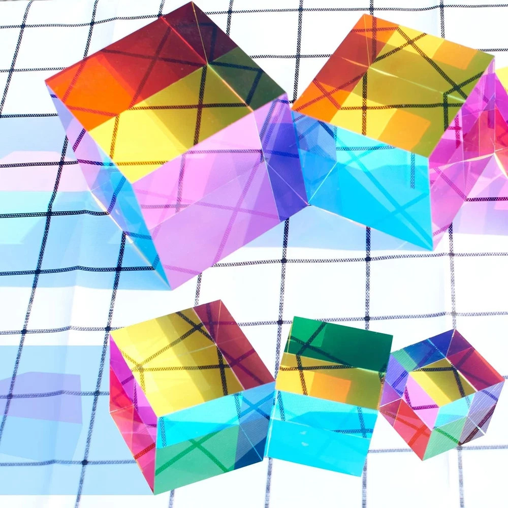 Acrylic CMY Color Cube 1.6 Inch Prism for Science Education Desk Decoration