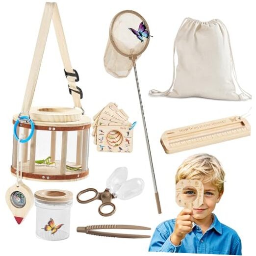 Wooden Bug Catcher Kit for Kids Ages 3-8, 11PCS Outdoor Nature Explorer Kit