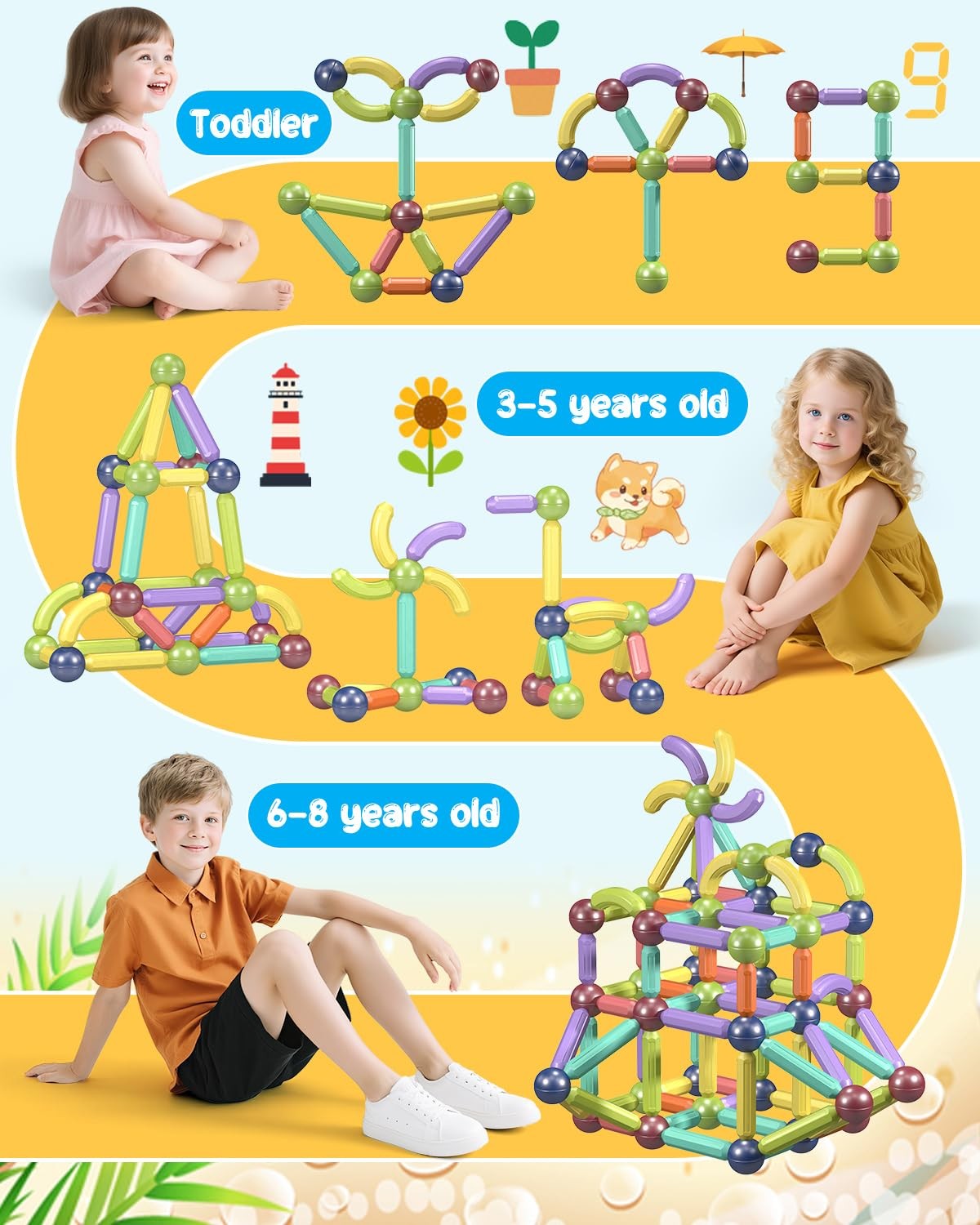 Mnytyel Magnet Toys Magnetic Building Blocks, STEM Starter Small, 26pcs