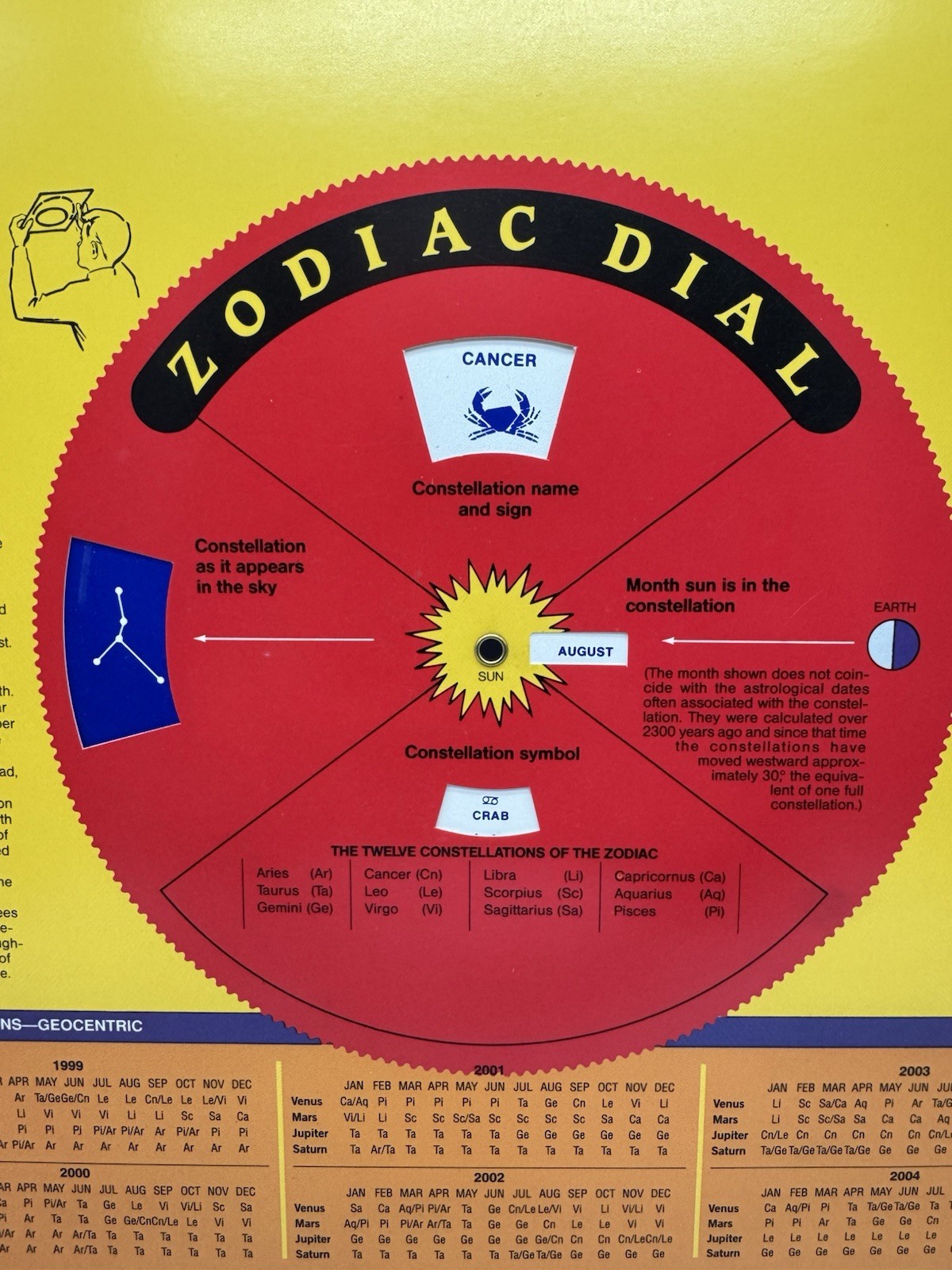 Vintage Glow In The Dark Star Finder Zodiac Dial Astronomy Night Sky Map 1995 US