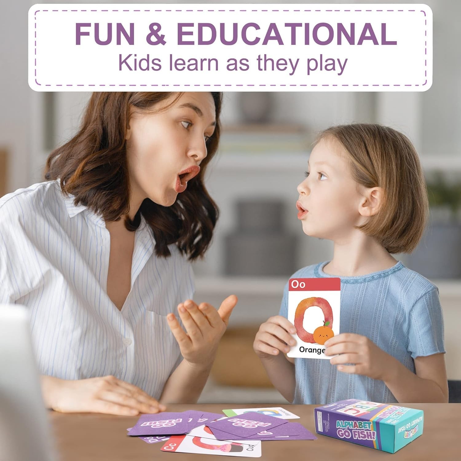 Alphabet Go Fish Card Game for Kids,104 Cards, Oversized ABC Learning Playing…