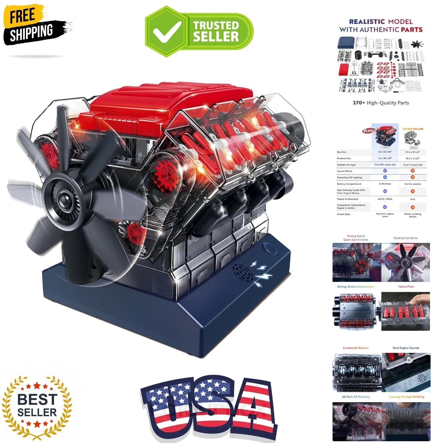 V8 Combustion Engine Model Kit That Runs – Build Your Own STEM Mini V8 Model …