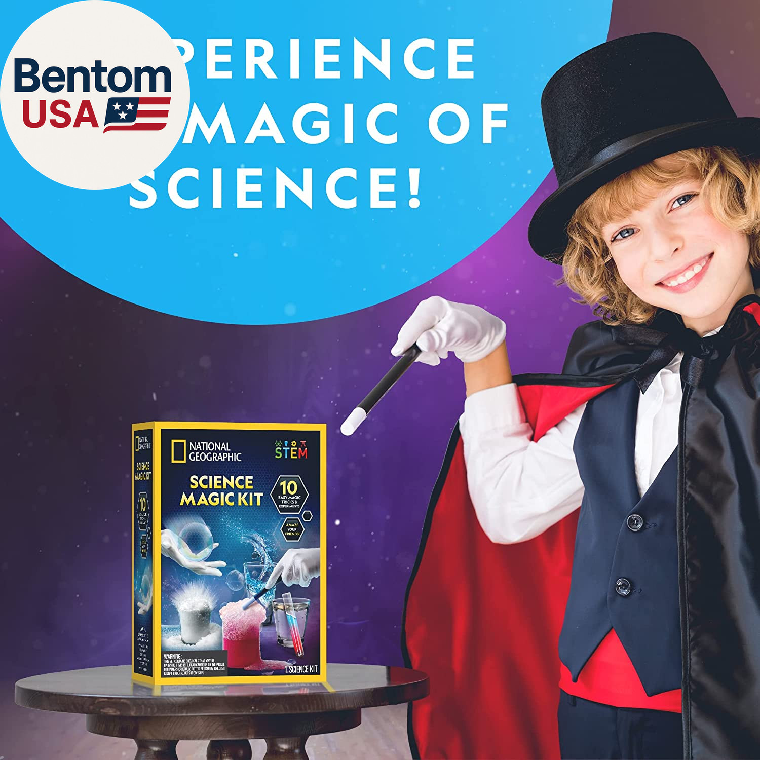 National Geographic Magic Chemistry Set – Science Kit for Kids with 10 Amazing M