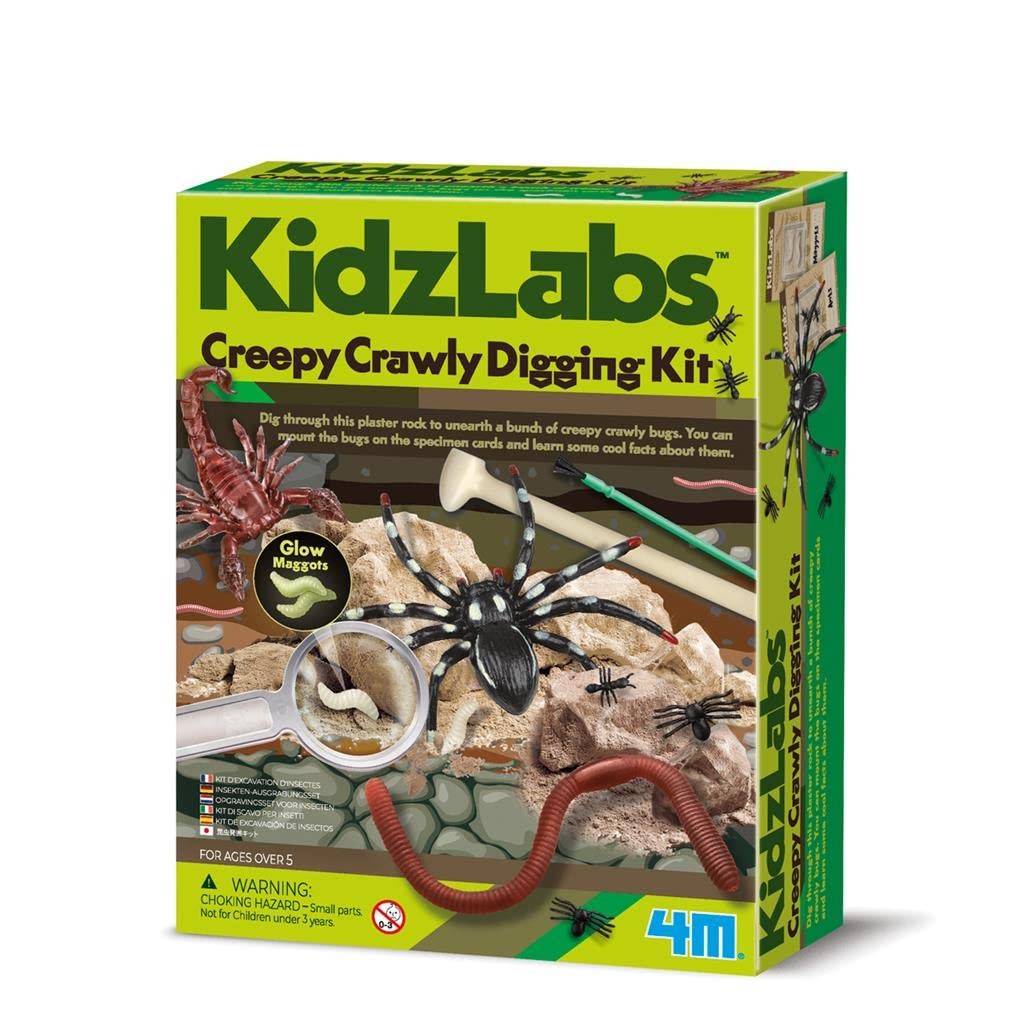 Creepy Crawly Digging Kit for Kids Ages 5-10 – Excavate 5 Realistic Insects &…