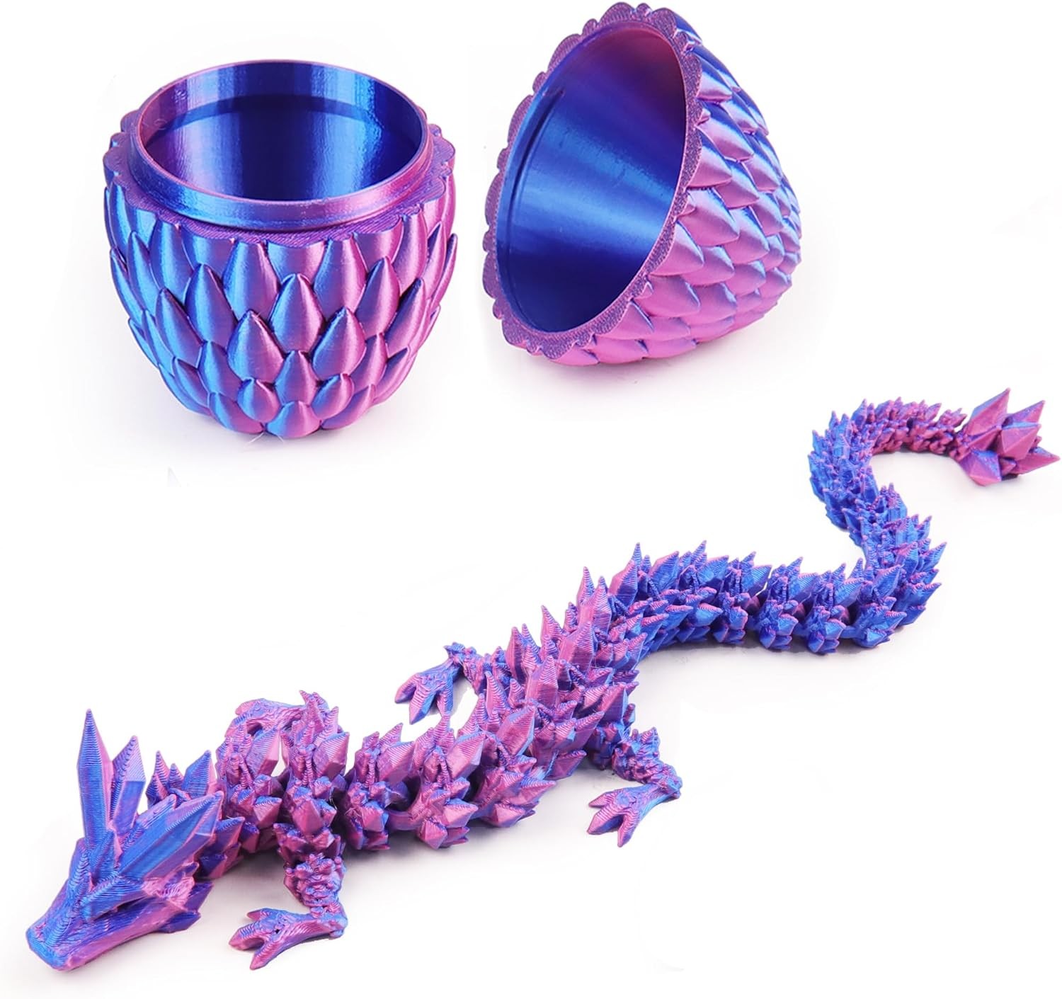 12inch 3D Printed Dragon Egg,Mystery Crystal Fidget Laser Purple